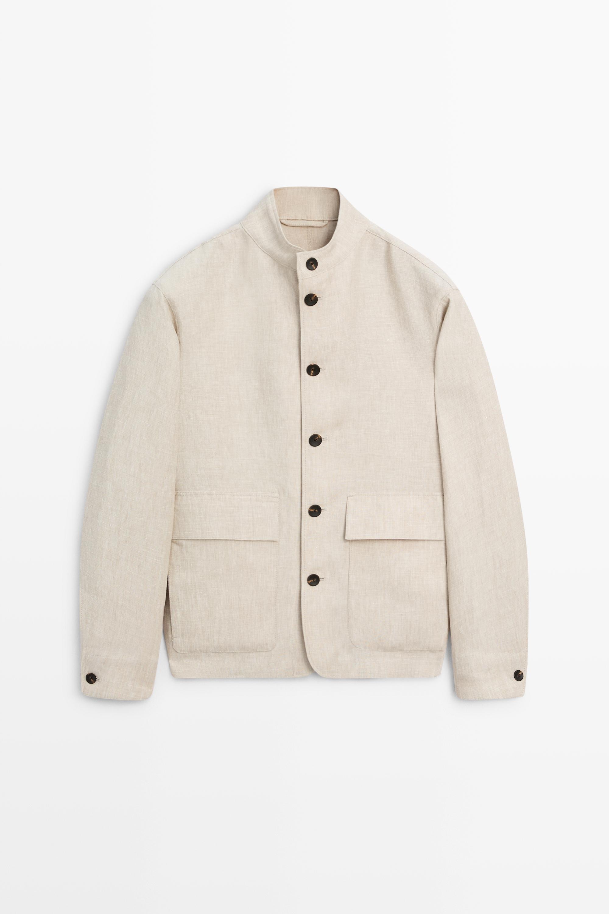 Льняная куртка-рубашка из 100% льна — Massimo Dutti