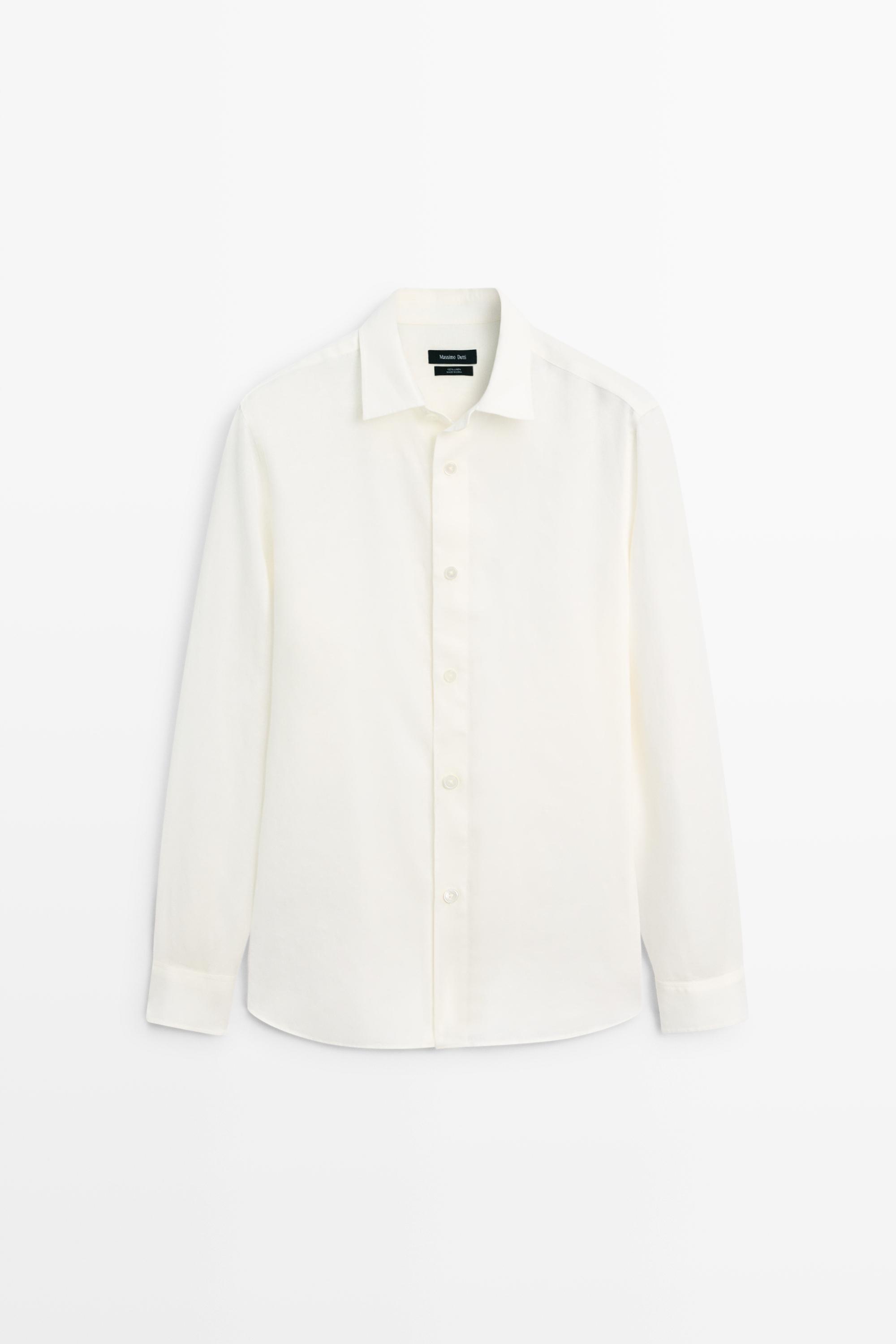 Рубашка классического кроя из 100% льна — Massimo Dutti