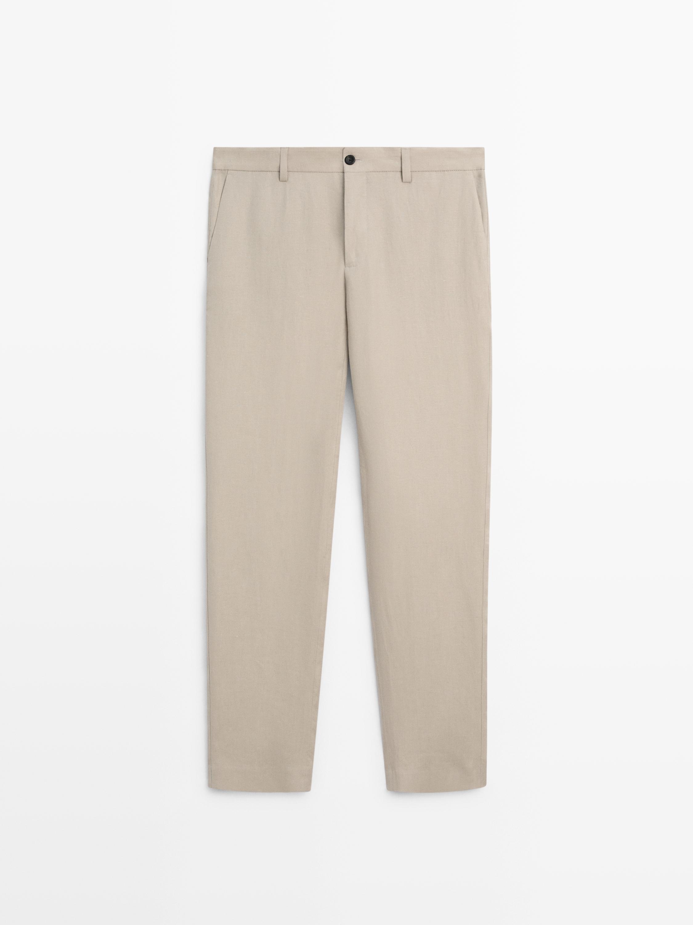 Льняные костюмные брюки — Massimo Dutti