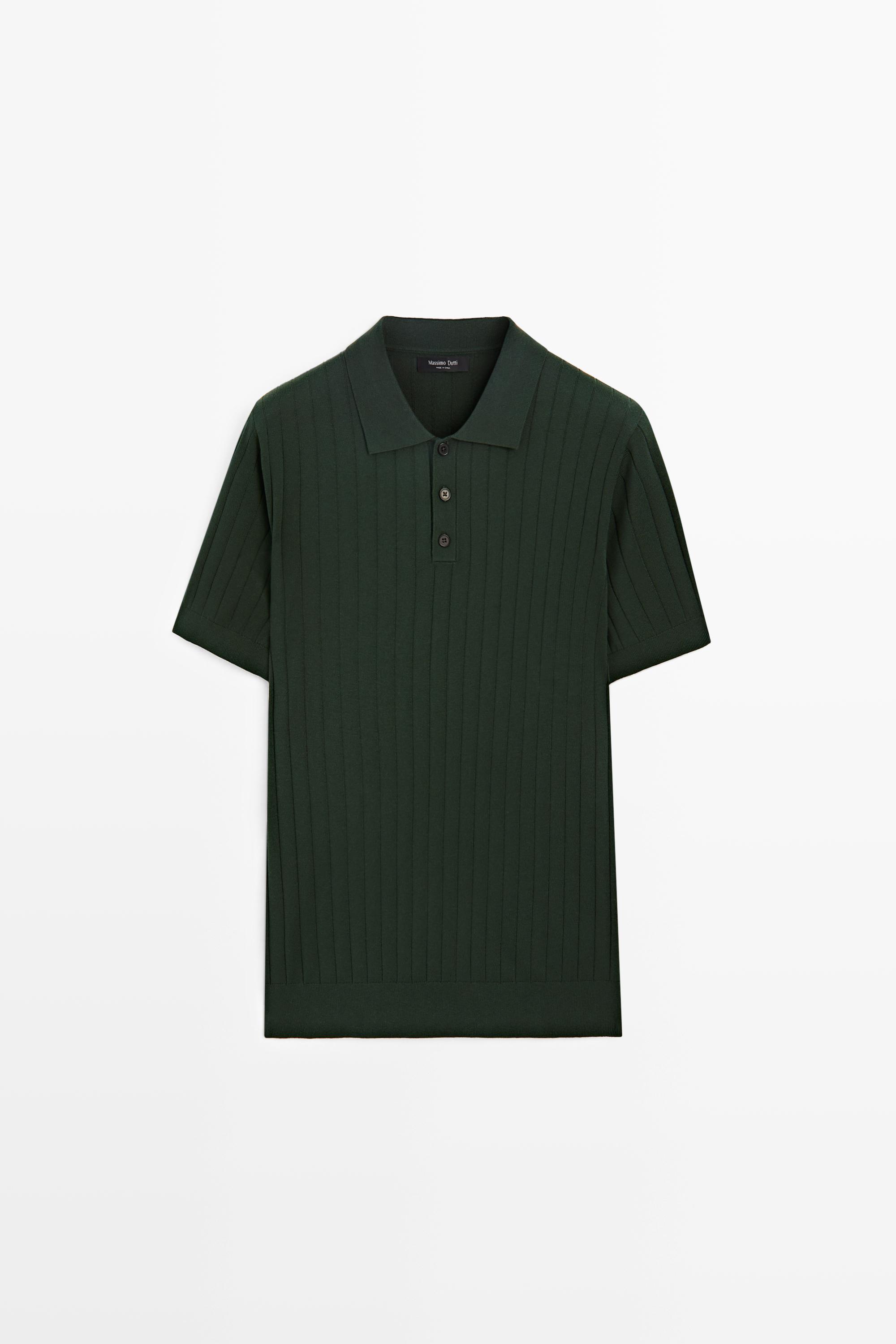Поло из хлопка в рубчик — Massimo Dutti