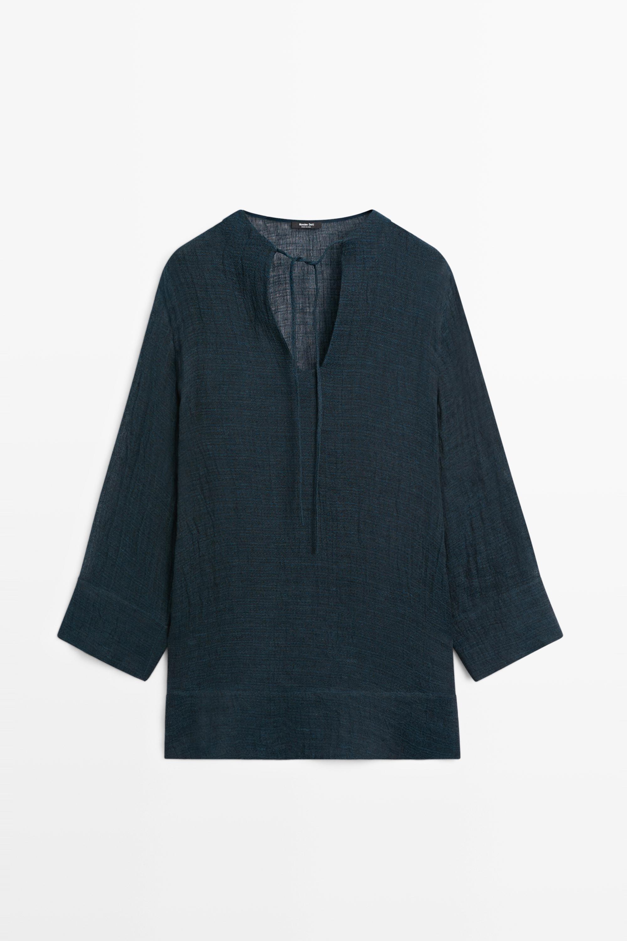 Струящееся мини-платье из 100% льна — Massimo Dutti