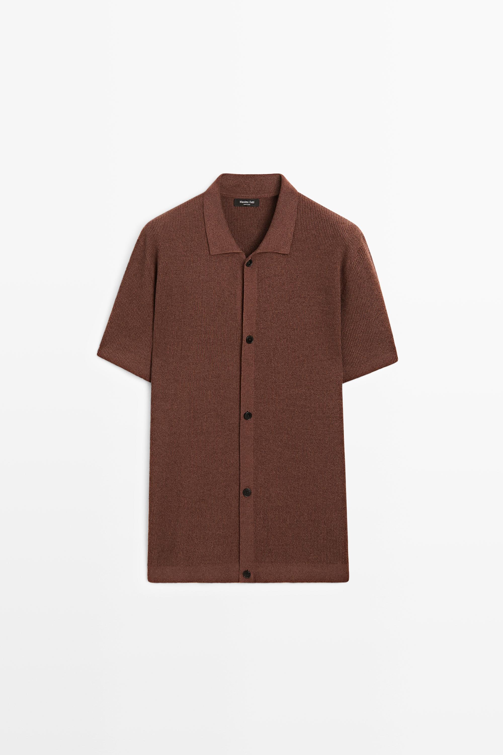 Трикотажное поло из льна с рубашечным воротником — Massimo Dutti