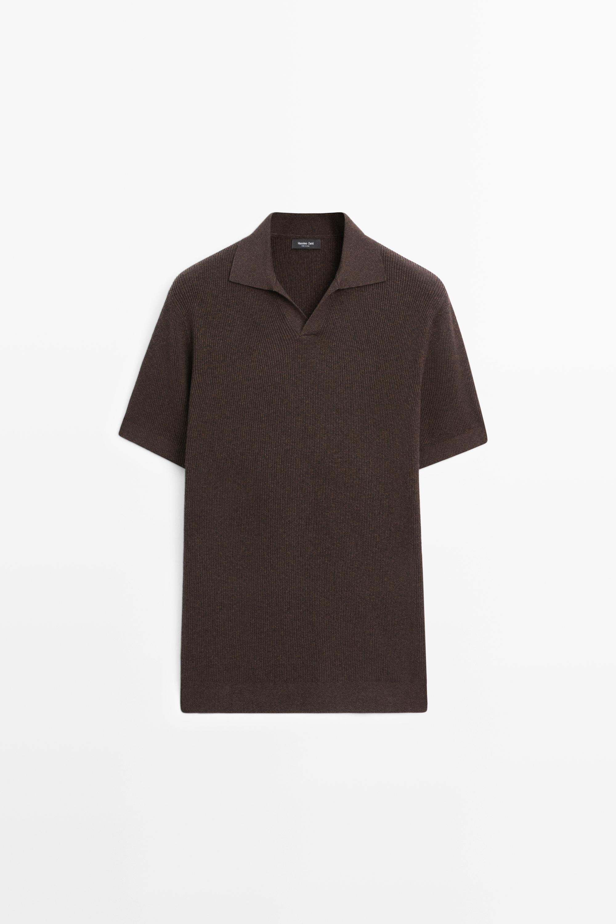 Трикотажный свитер поло из смесового хлопка — Massimo Dutti