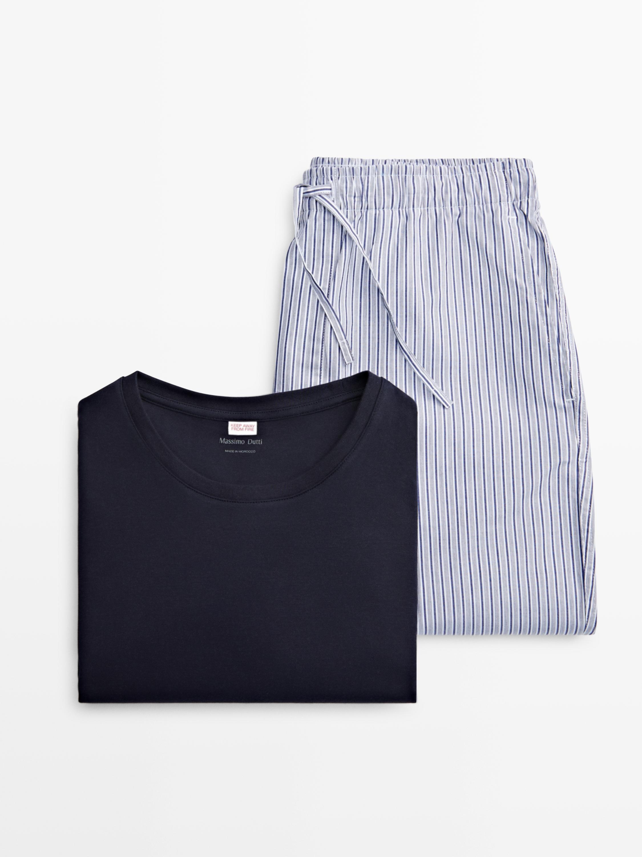 Пижамная футболка и брюки в полоску — Massimo Dutti