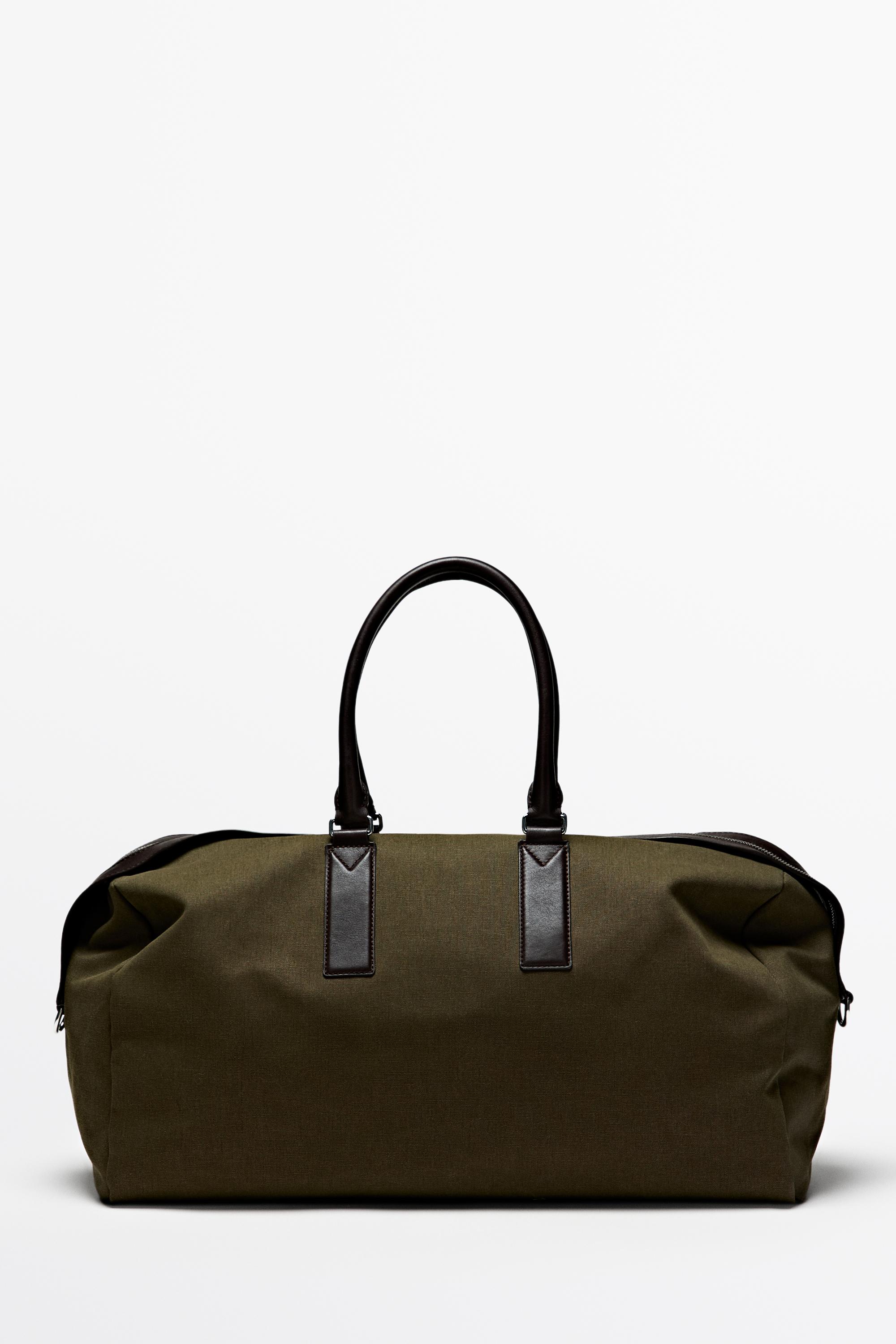 Дорожная сумка с отделкой из кожи наппа — Massimo Dutti