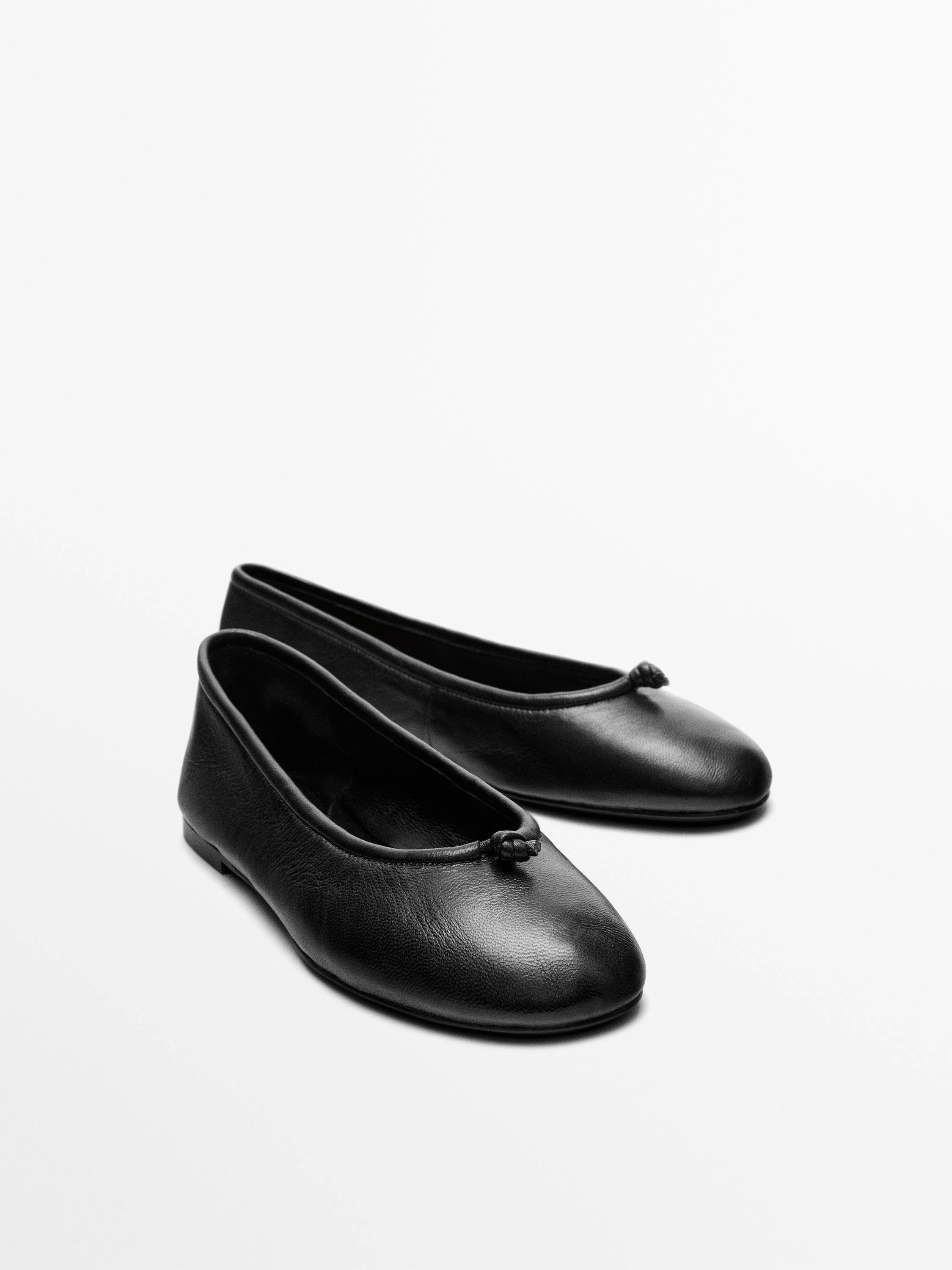 Балетки из кожи с узлом — Massimo Dutti