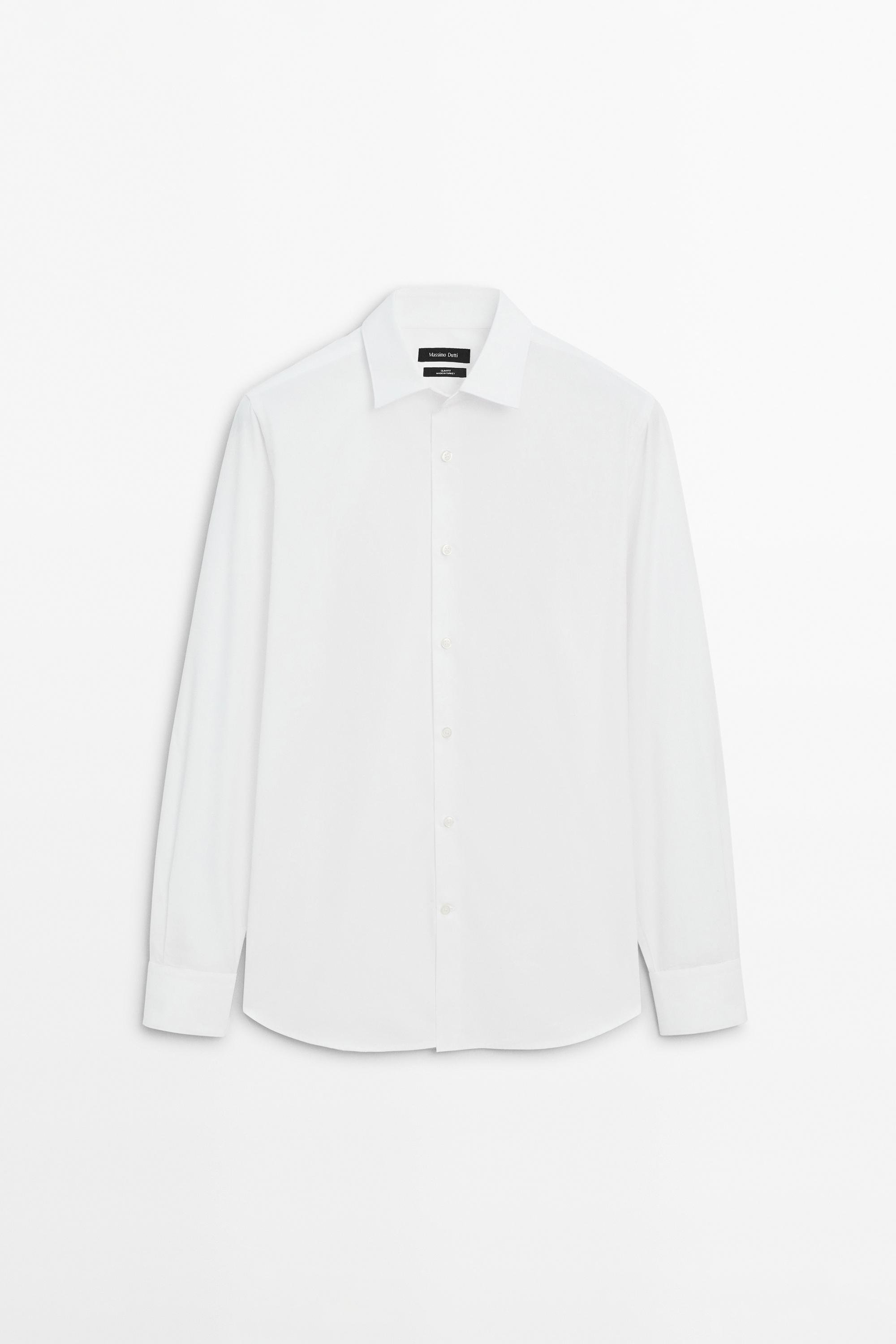 Рубашка облегающего кроя из 100% хлопкового поплина — Massimo Dutti