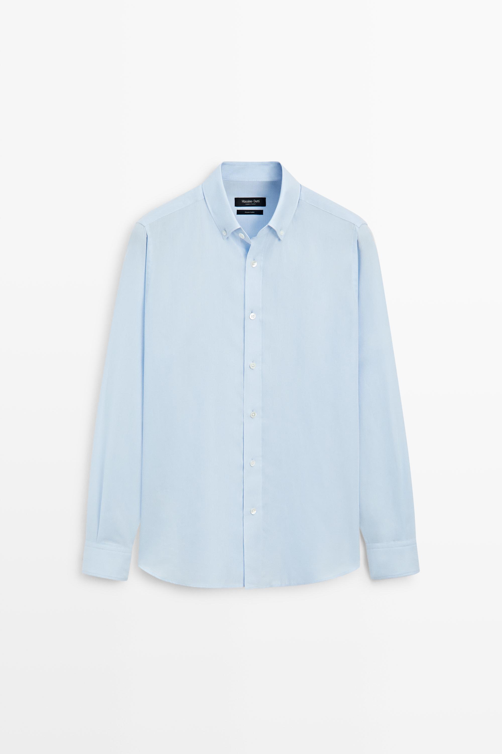 Рубашка классического кроя из твила из 100% хлопка — Massimo Dutti