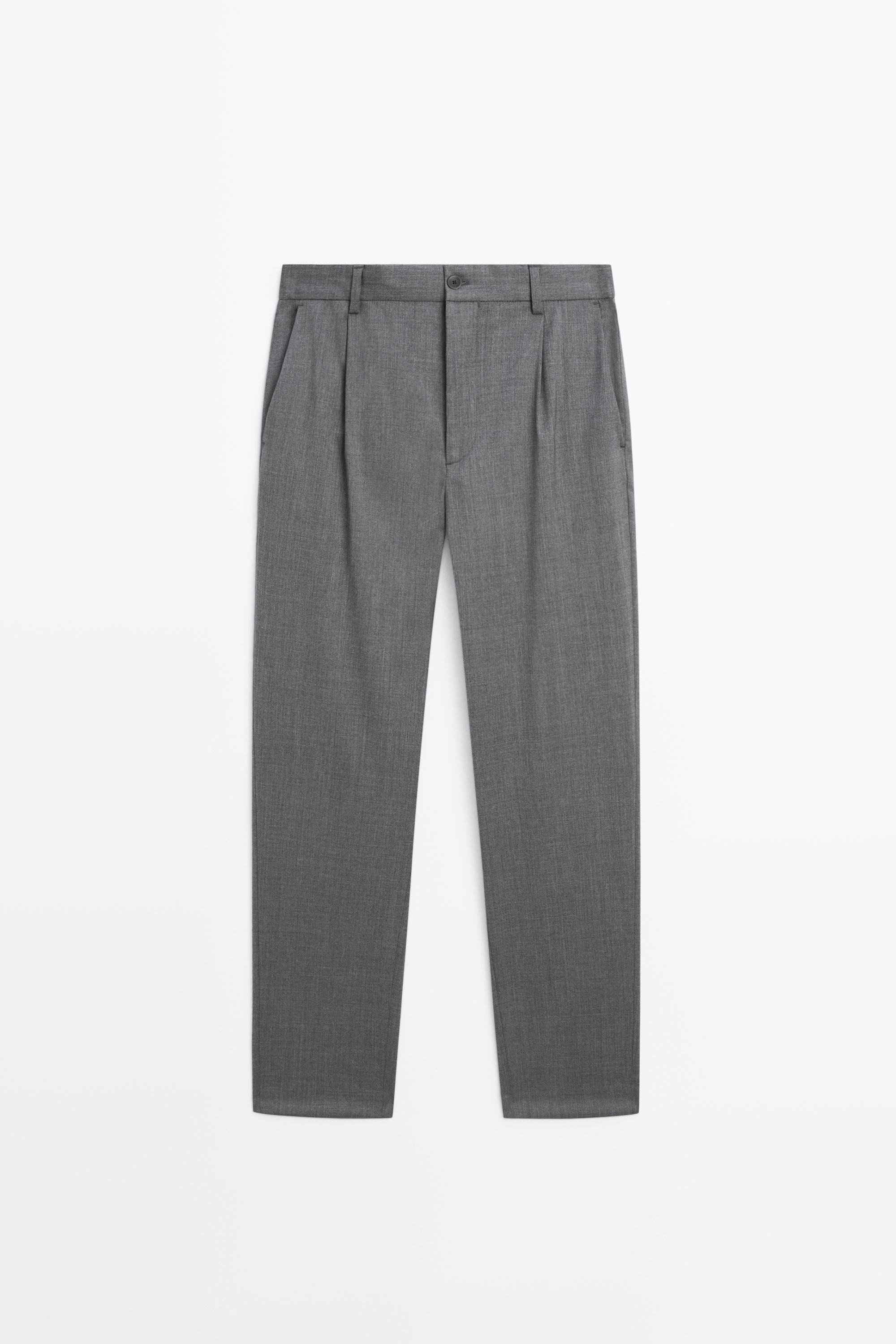Брюки из смесовой шерсти cool wool с защипами — Massimo Dutti