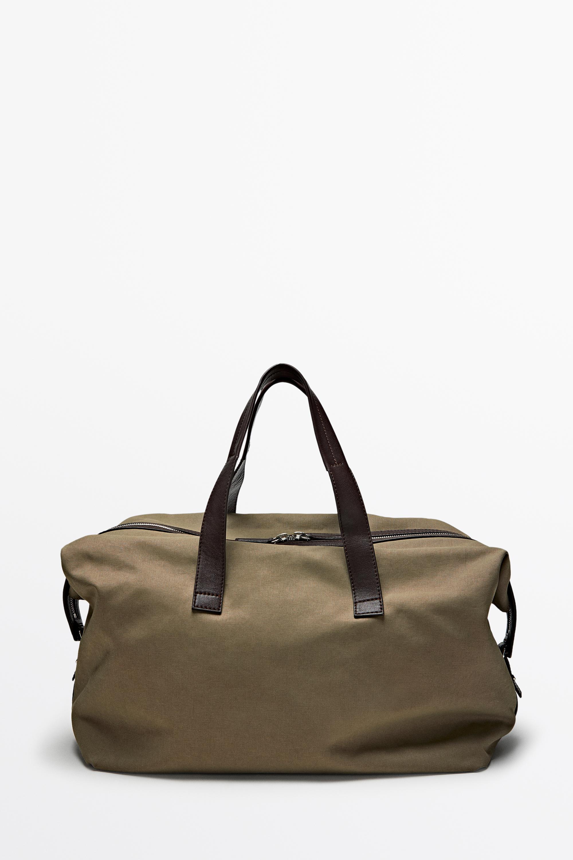 Дорожная сумка с отделкой из кожи наппа — Massimo Dutti