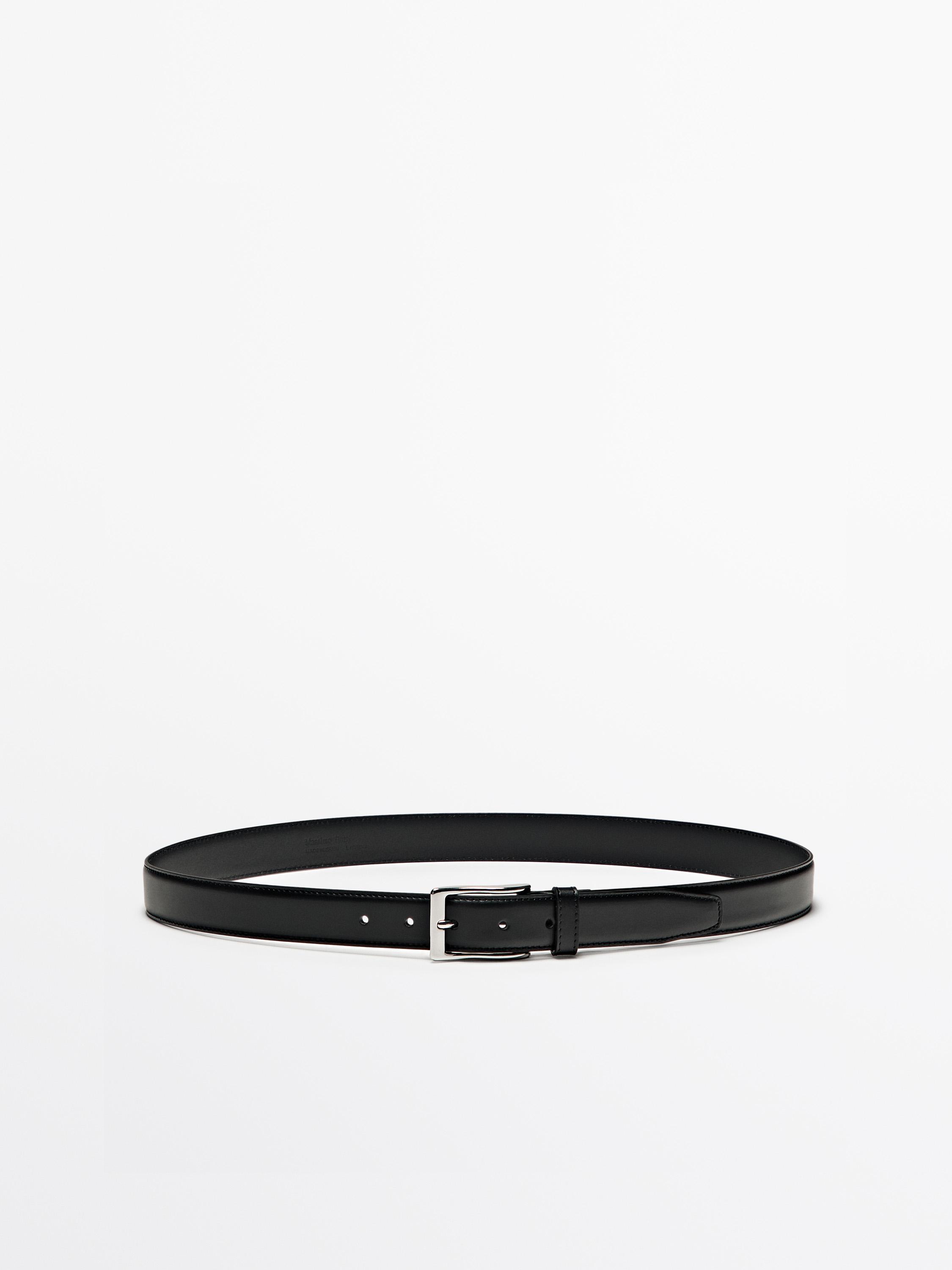 Ремень из кожи наппа с декоративной строчкой — Massimo Dutti