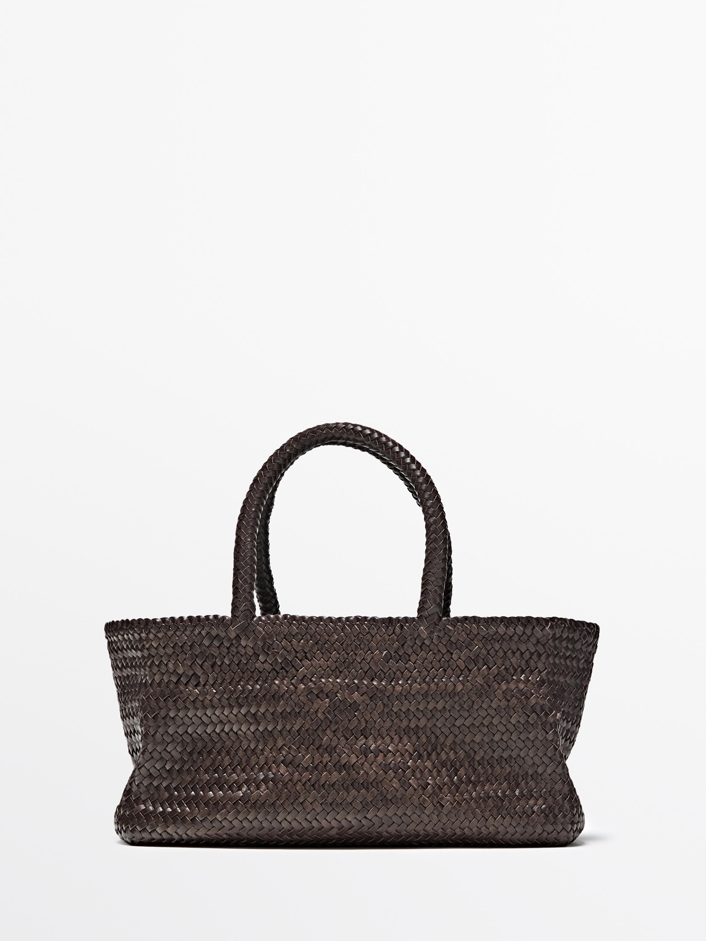 Плетеная сумка-тоут из кожи наппа — Massimo Dutti