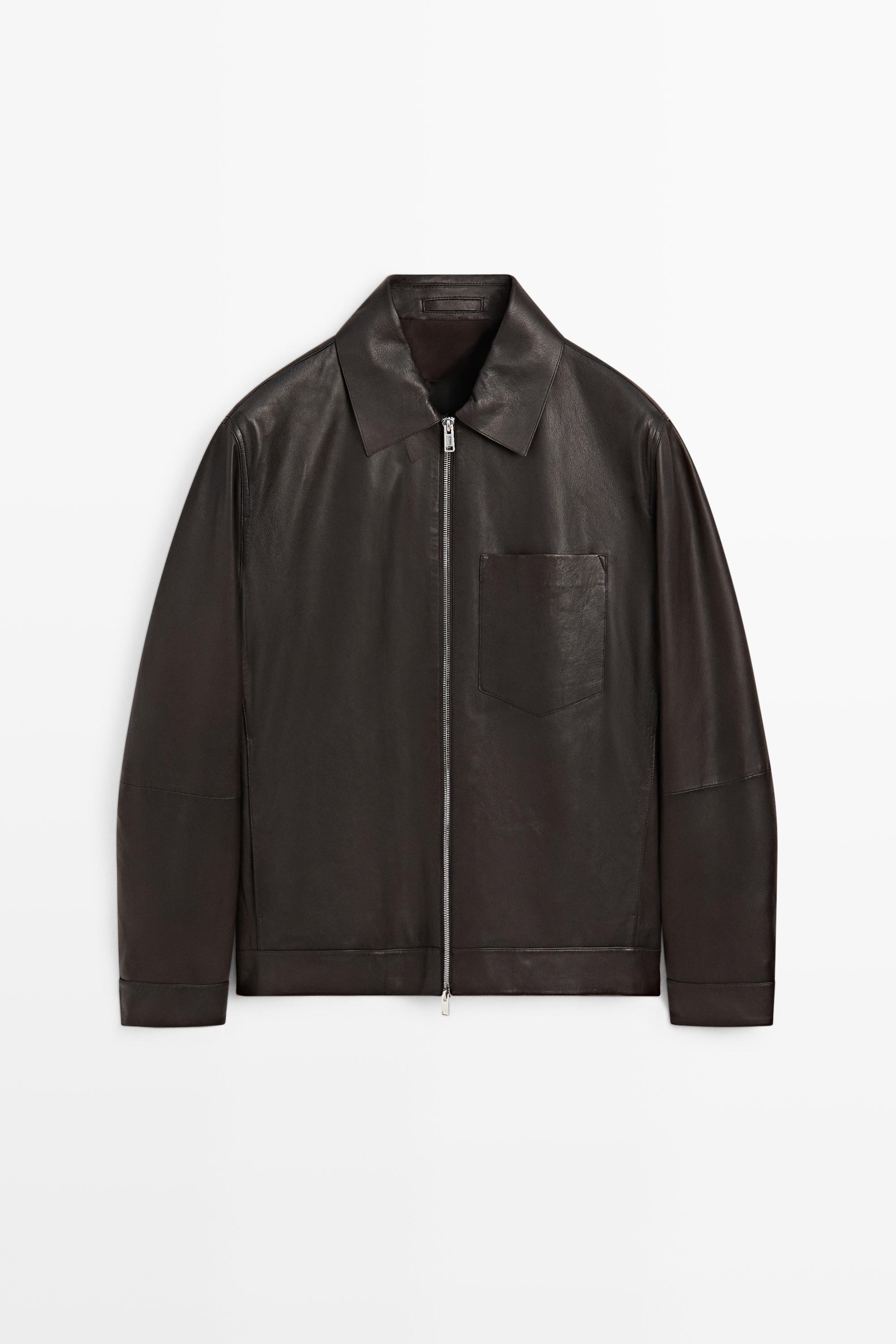 Куртка из кожи наппа с карманом — Massimo Dutti
