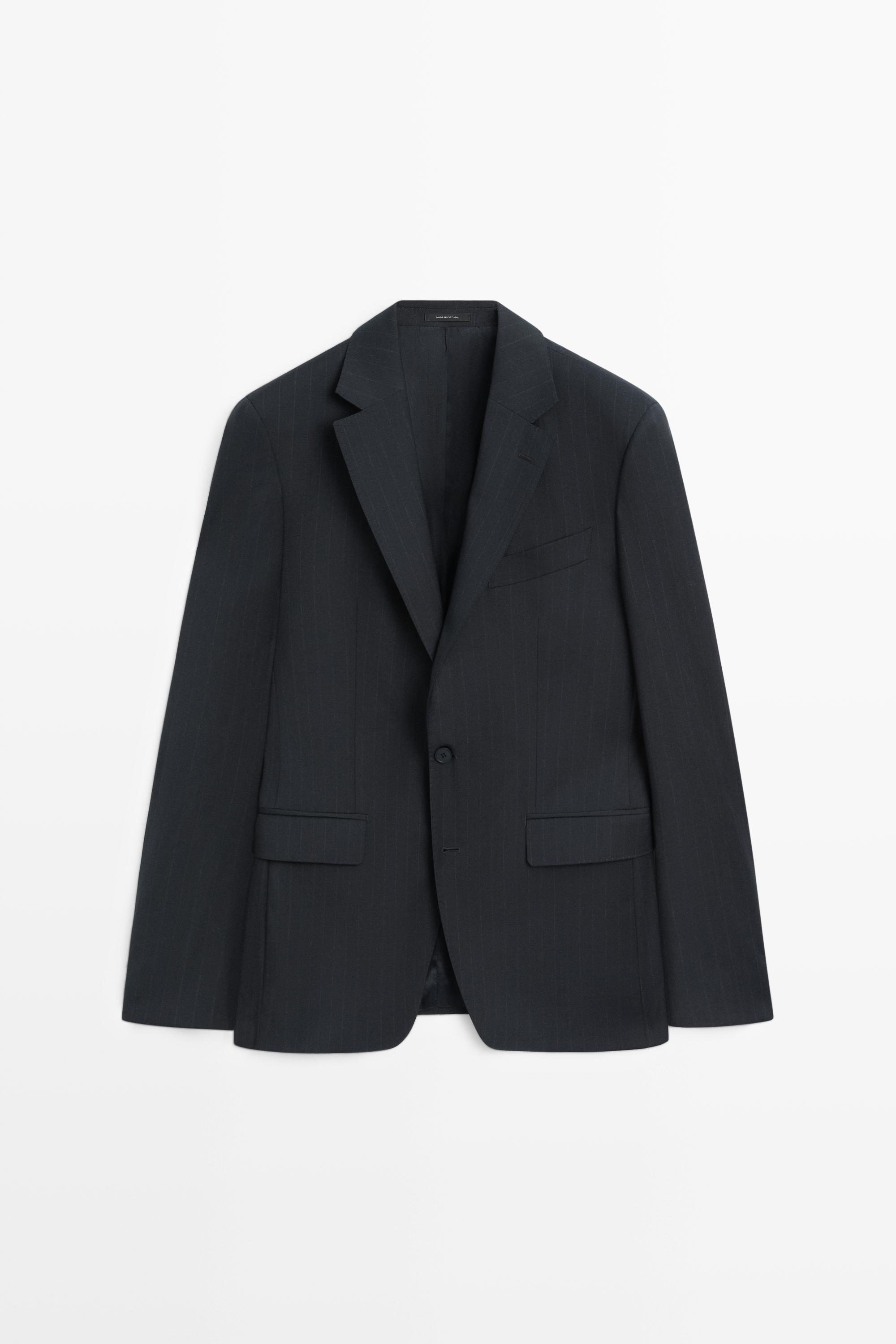 Полосатый костюмный пиджак из 100% шерсти — Massimo Dutti