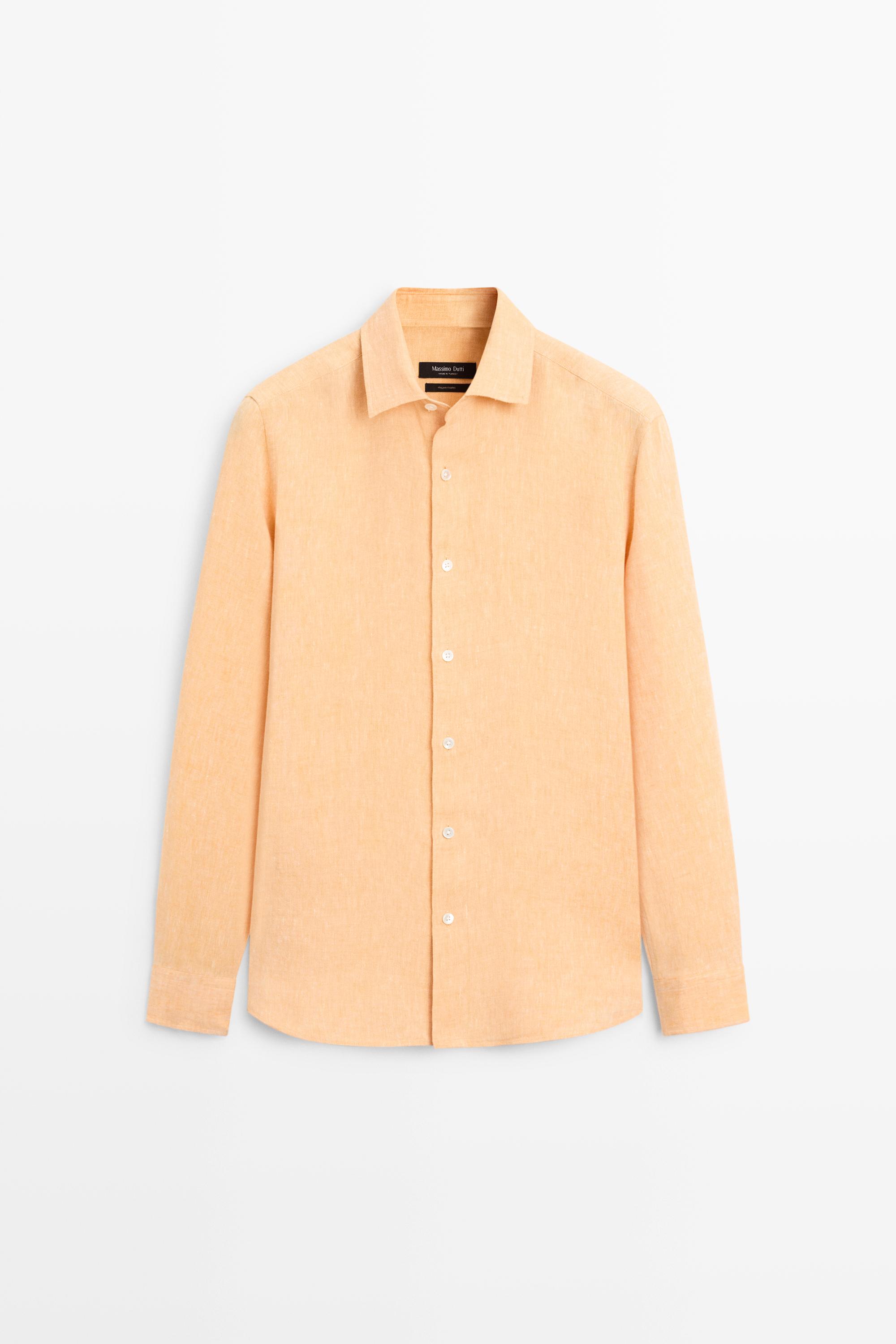 Льняная рубашка классического кроя — Massimo Dutti