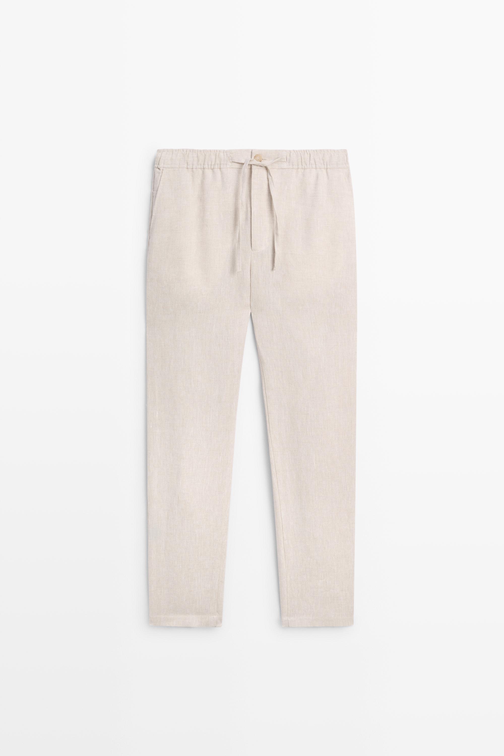 Льняные брюки-джоггеры — Massimo Dutti