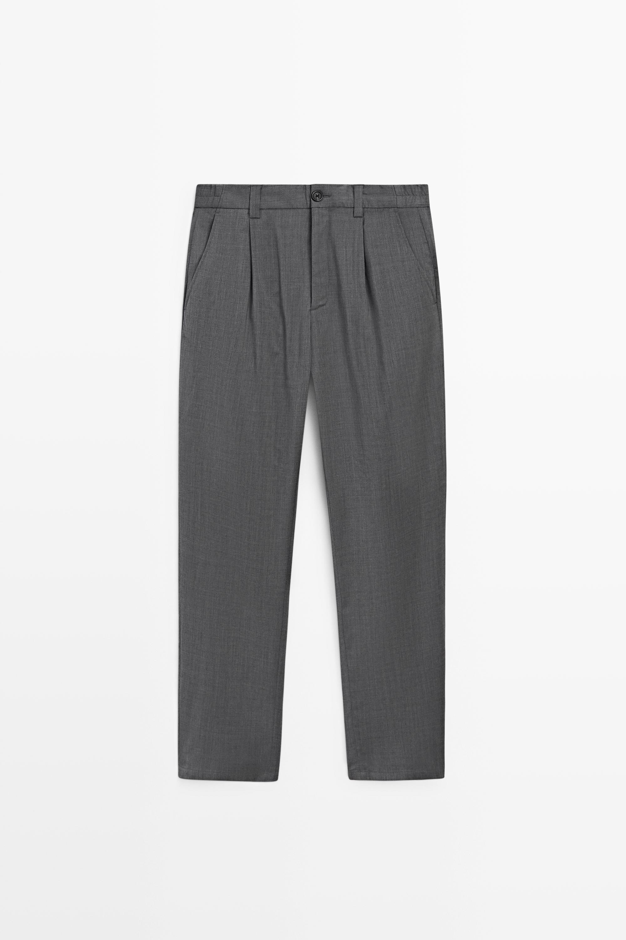 Брюки прямого кроя из 100% шерсти — Massimo Dutti