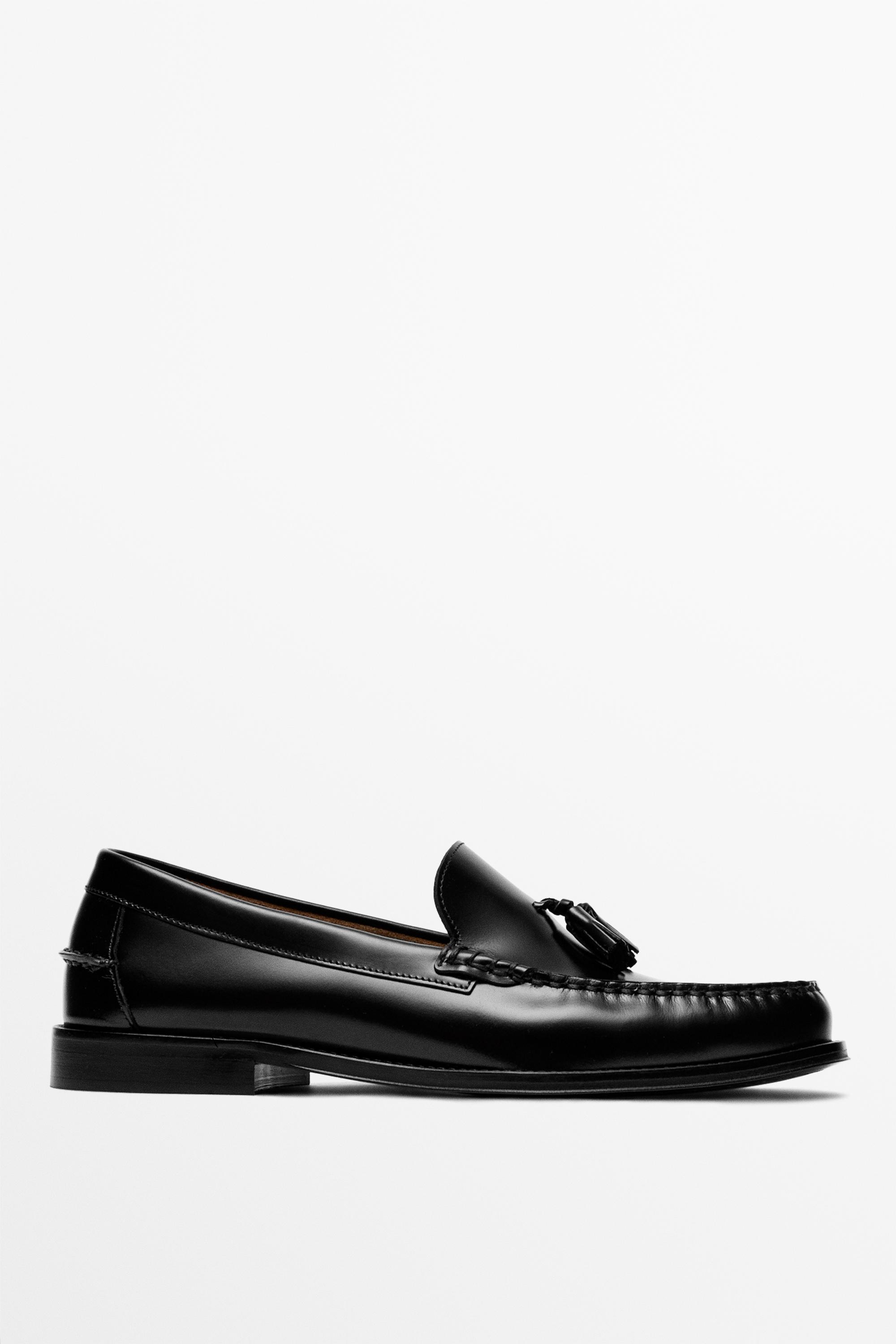 Кожаные лоферы с кисточками — Massimo Dutti
