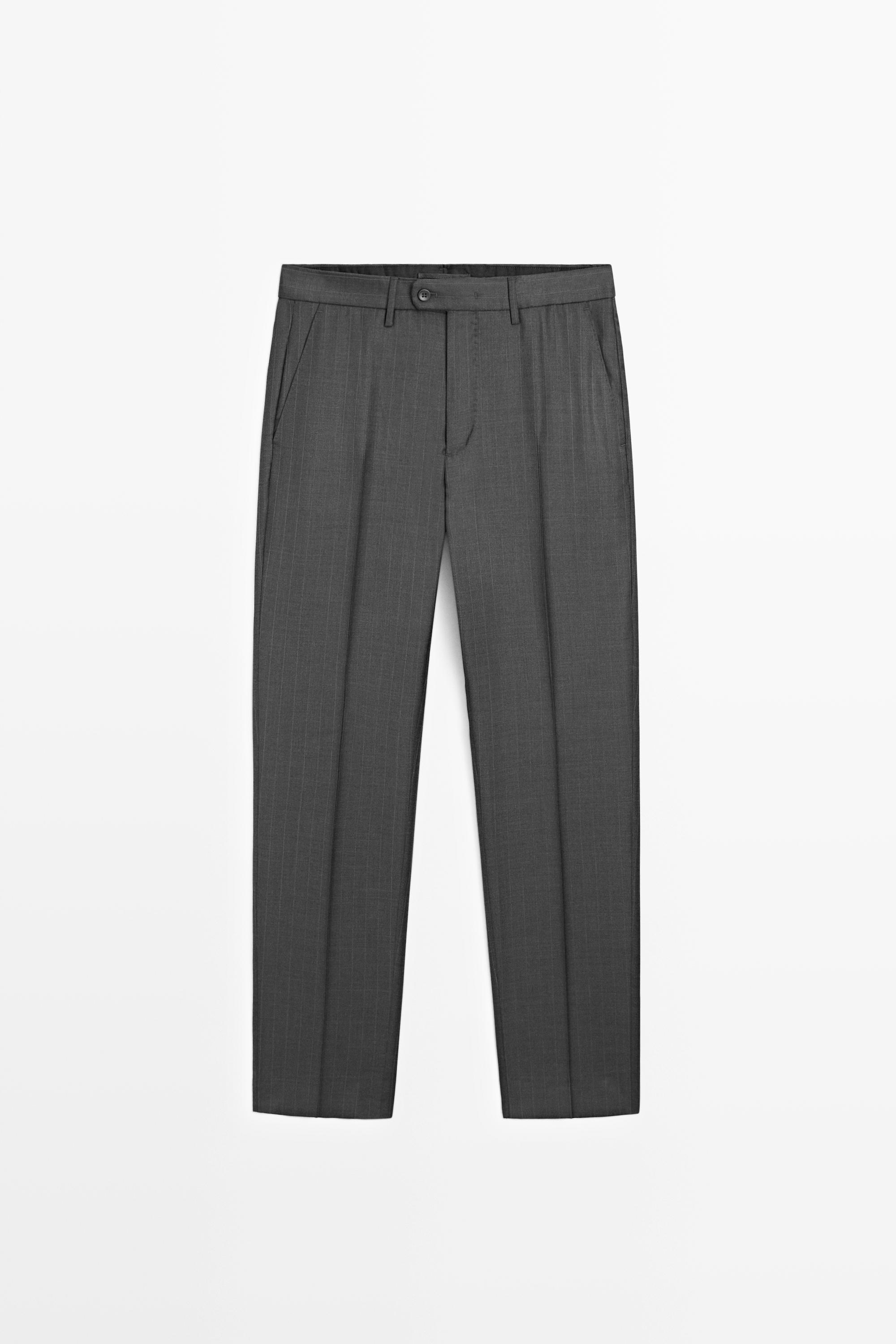 Костюмные брюки из 100% шерсти в полоску — Massimo Dutti
