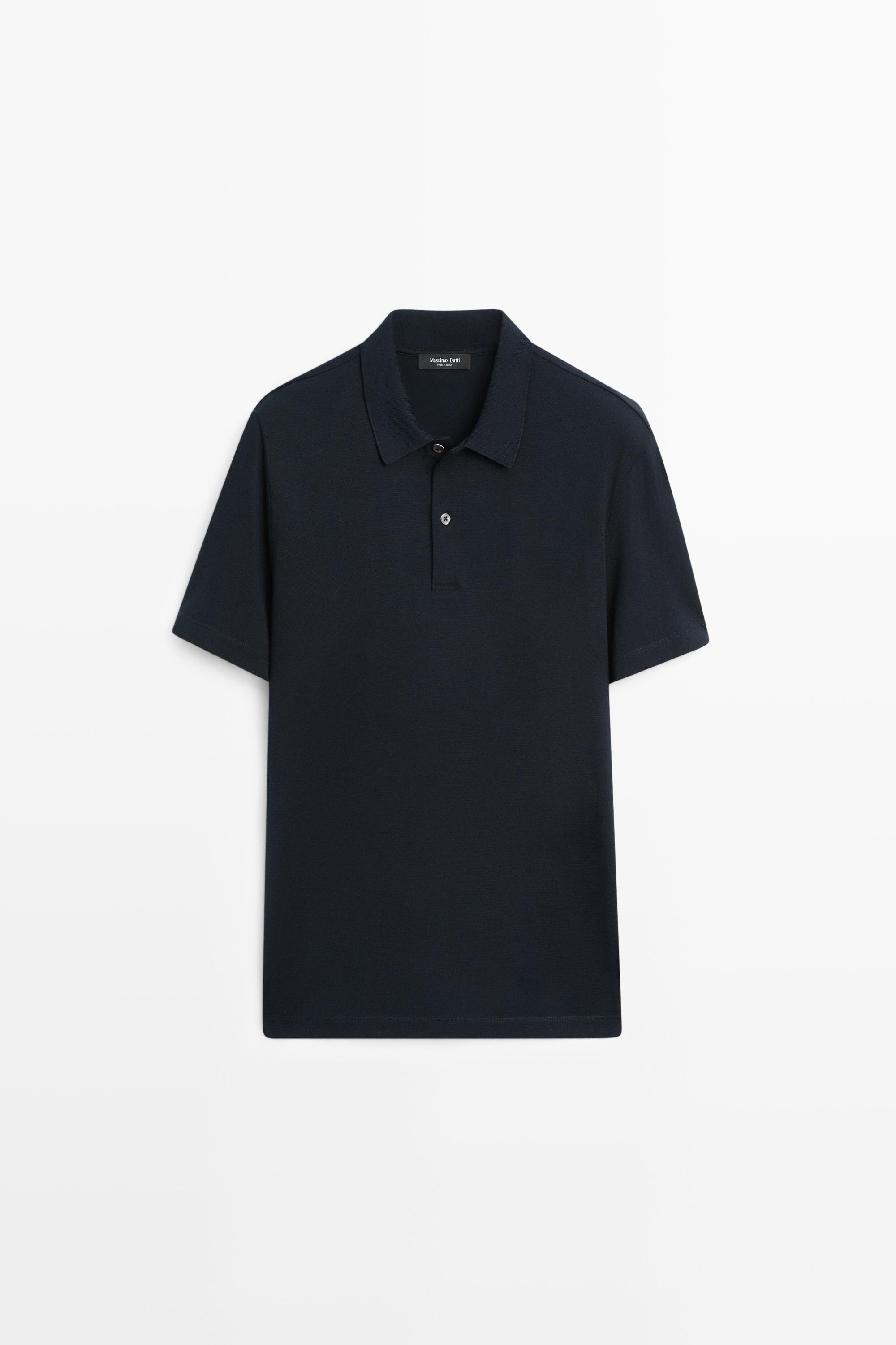 Поло из 100% хлопка с рельефной фактурой — Massimo Dutti