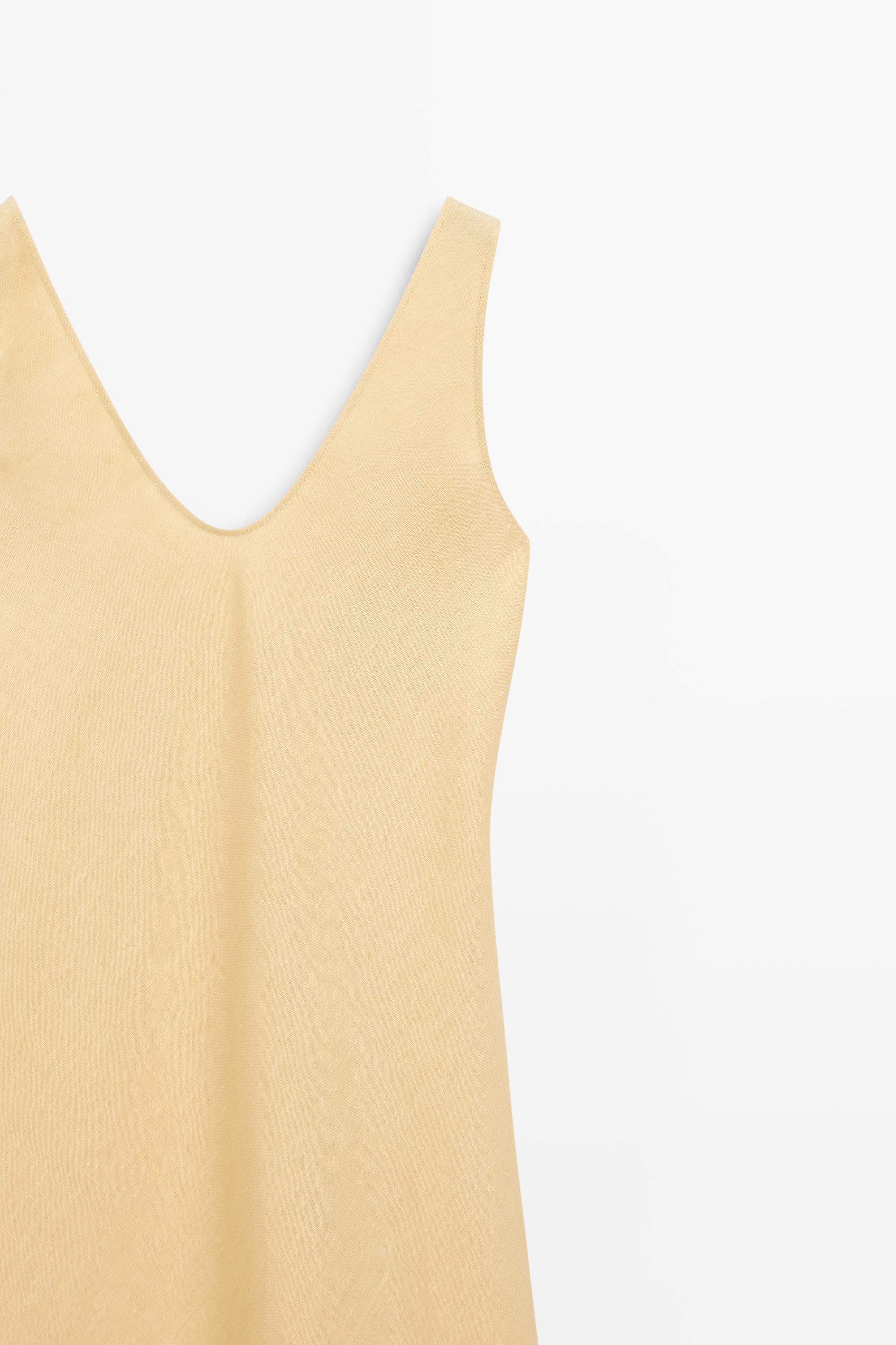 Платье миди на бретелях из 100% льна — Massimo Dutti