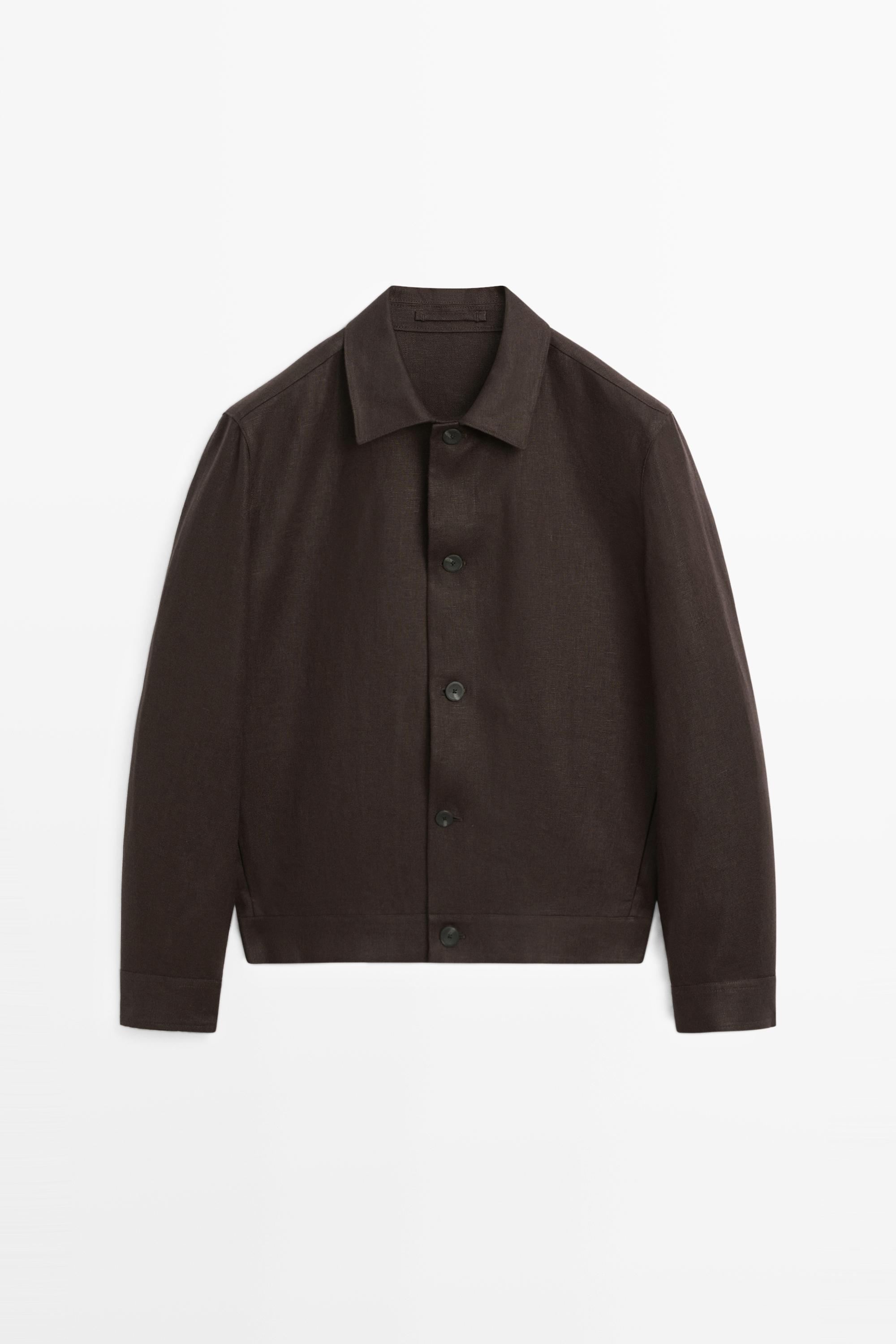 Льняная куртка-рубашка Total Look из 100% льна — Massimo Dutti