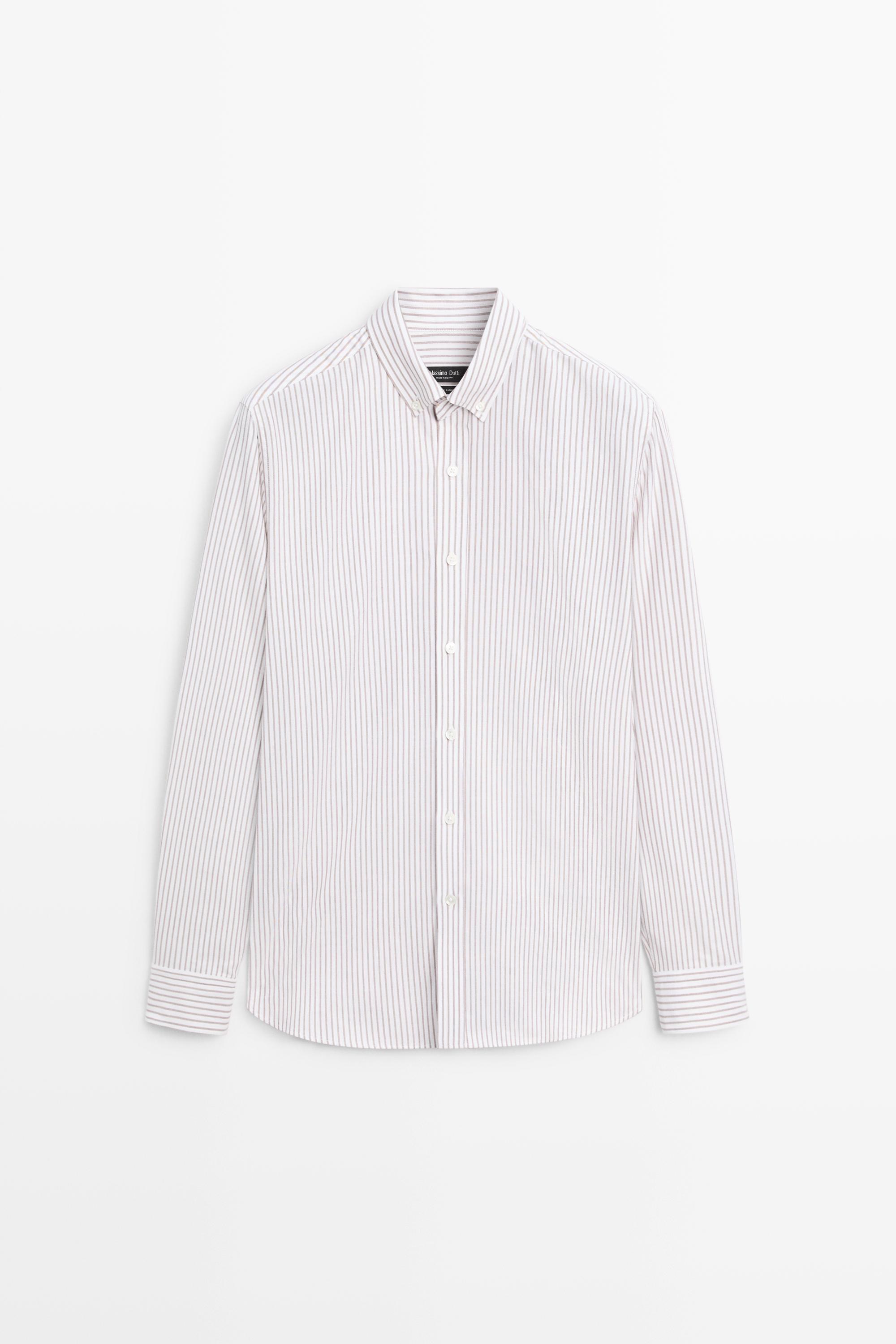 Рубашка в полоску из 100% хлопка классического кроя — Massimo Dutti