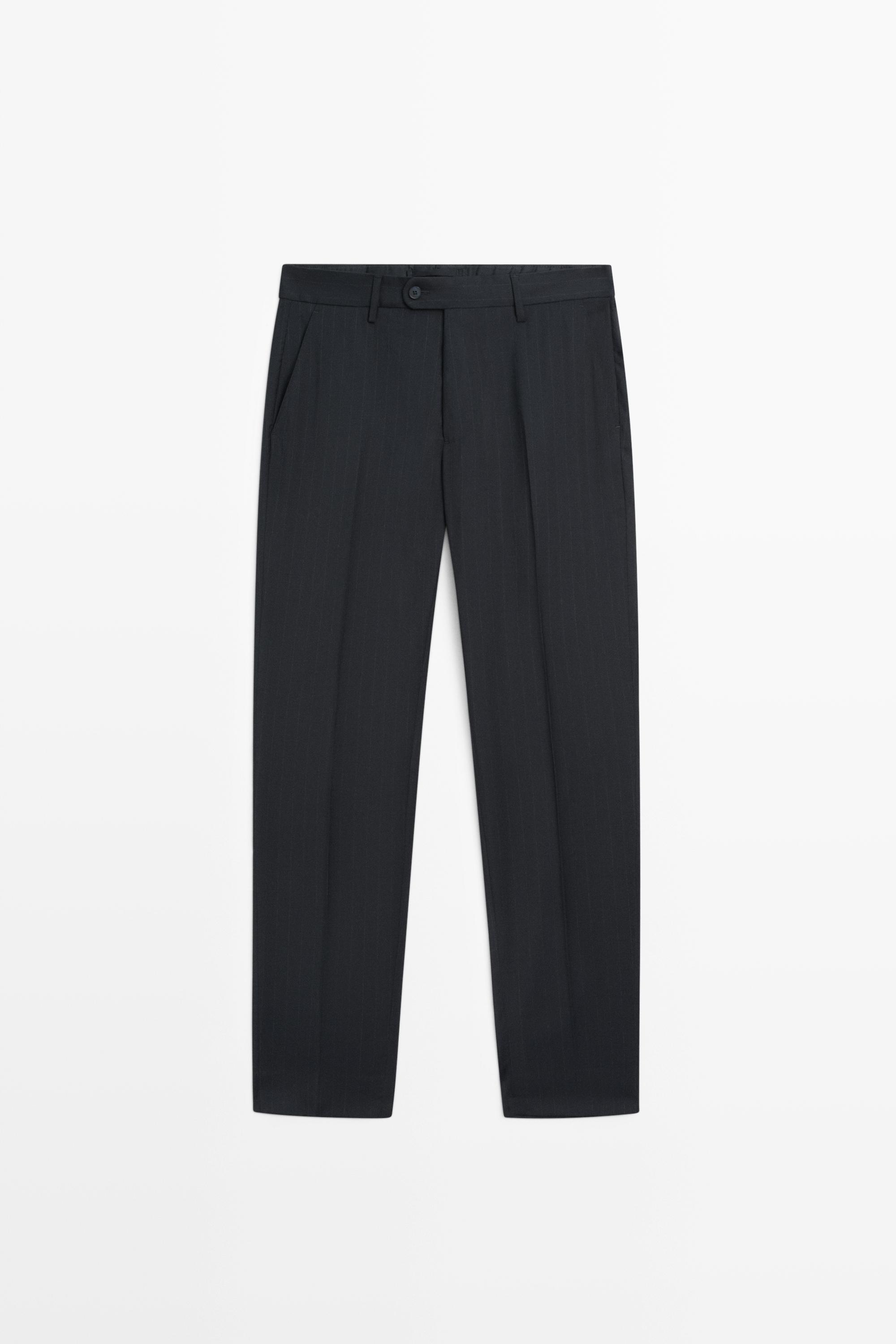 Костюмные брюки из 100% шерсти Cool Wool в полоску — Massimo Dutti
