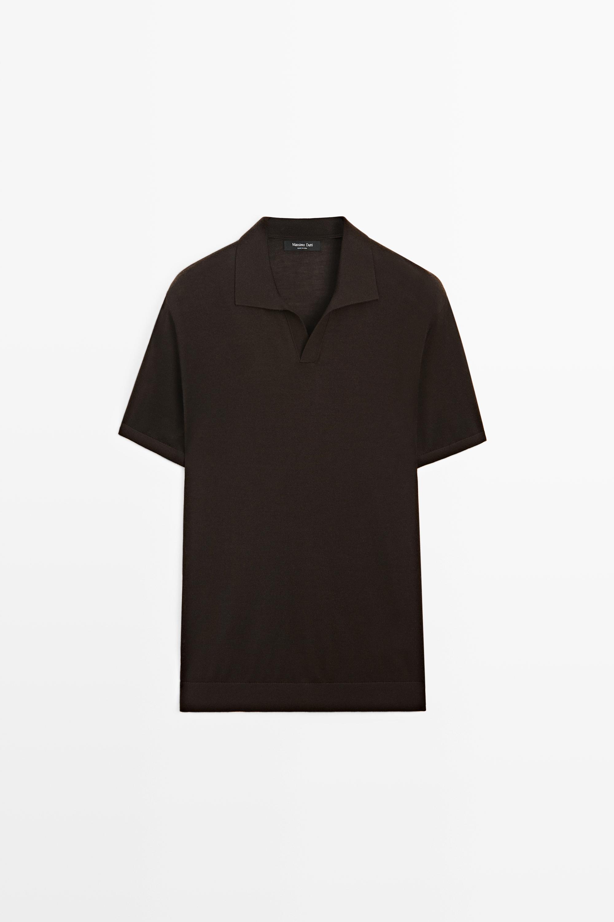 Трикотажное поло из смесовой шерсти с короткими рукавами — Massimo Dutti