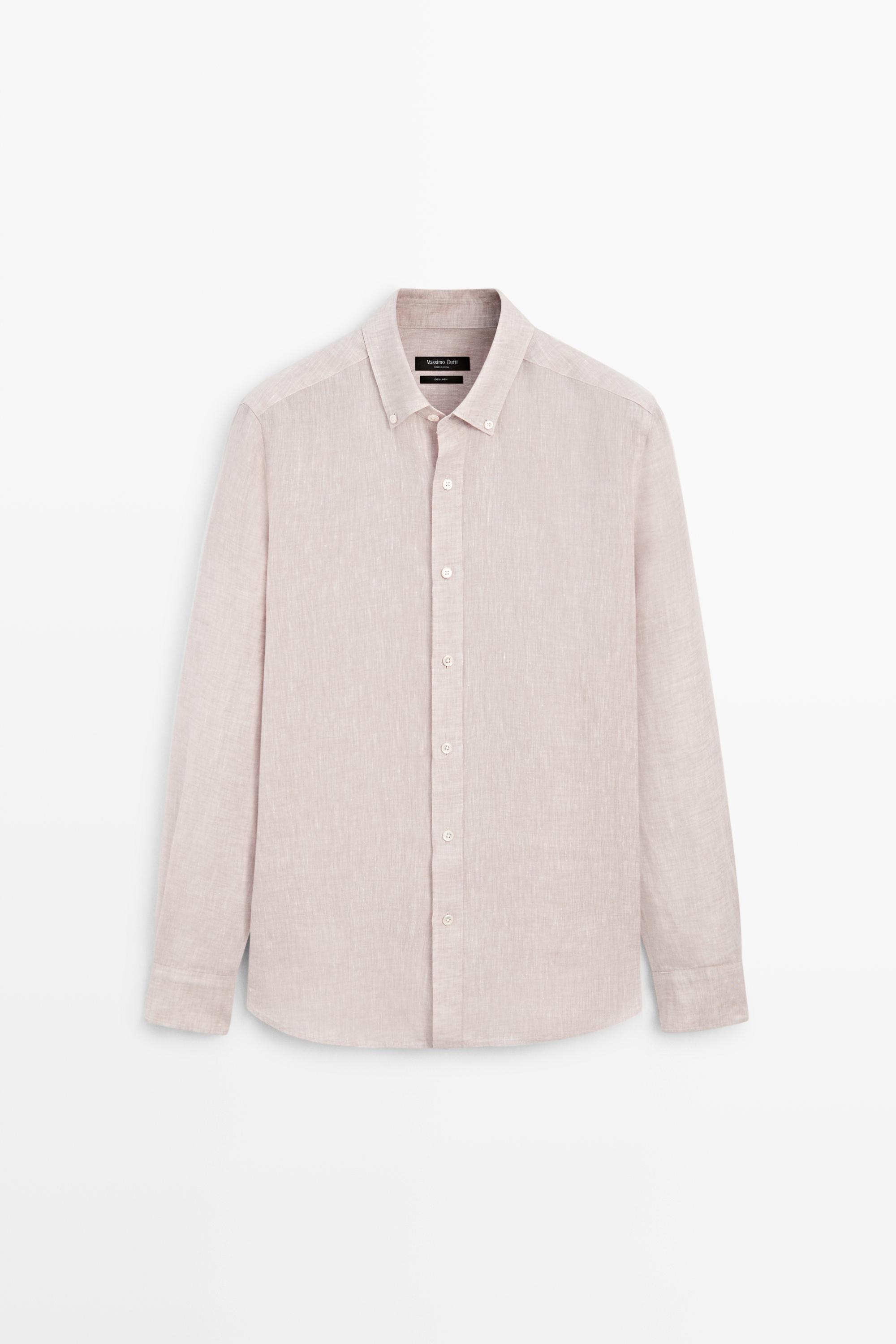 Льняная рубашка классического кроя — Massimo Dutti