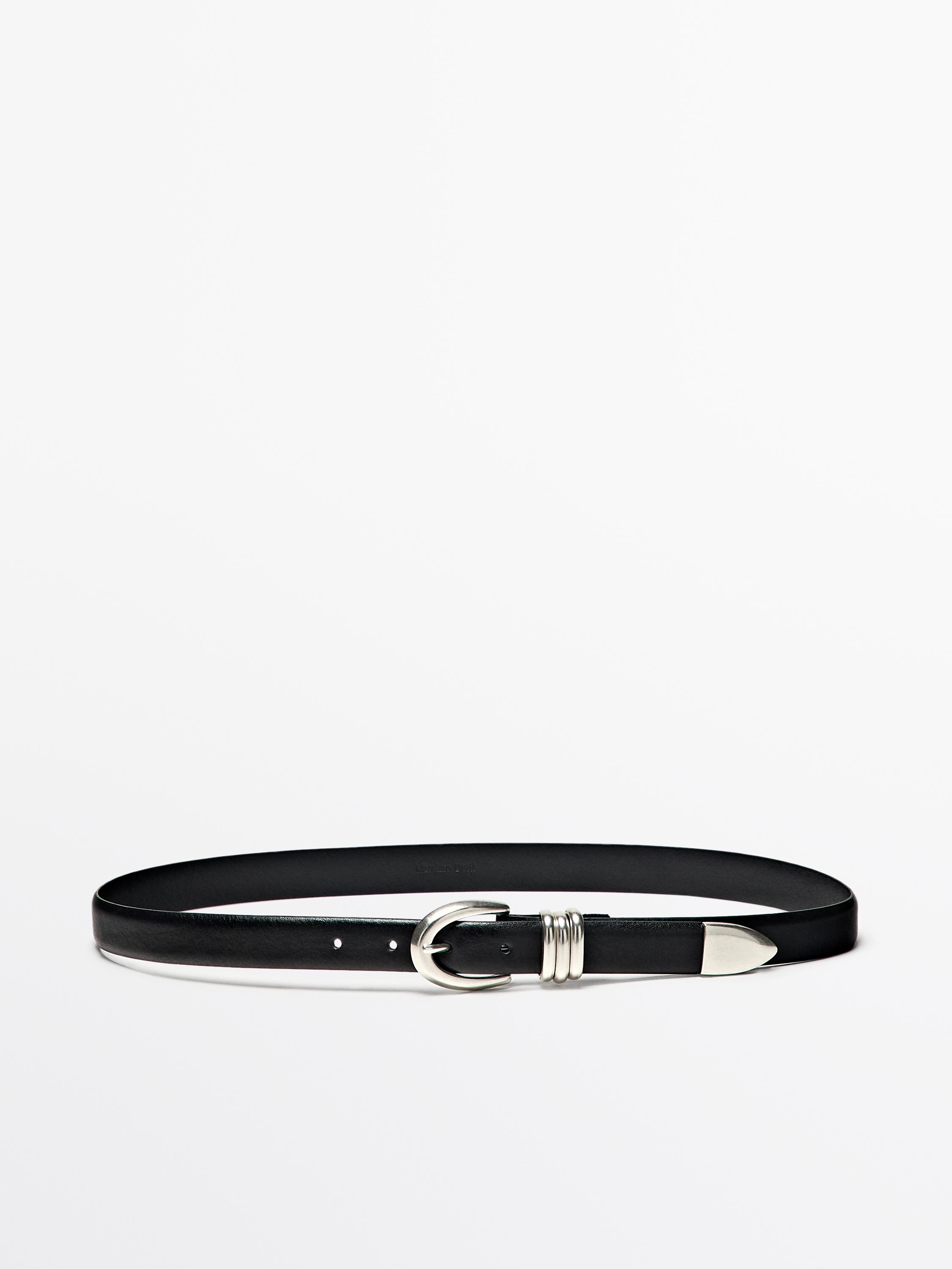 Ремень из кожи наппа с металлическим элементом — Massimo Dutti