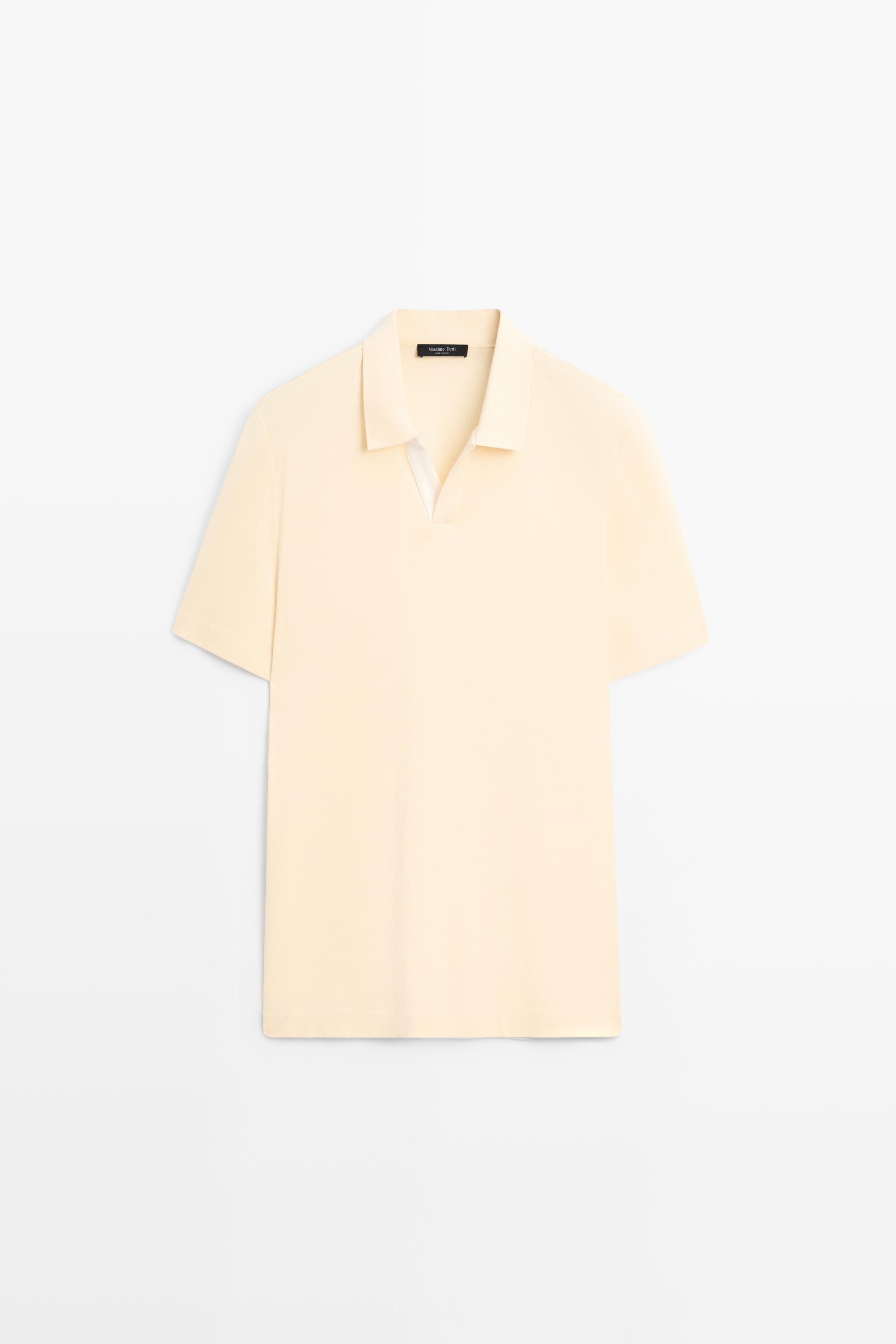 Поло с короткими рукавами и V-образным вырезом — Massimo Dutti