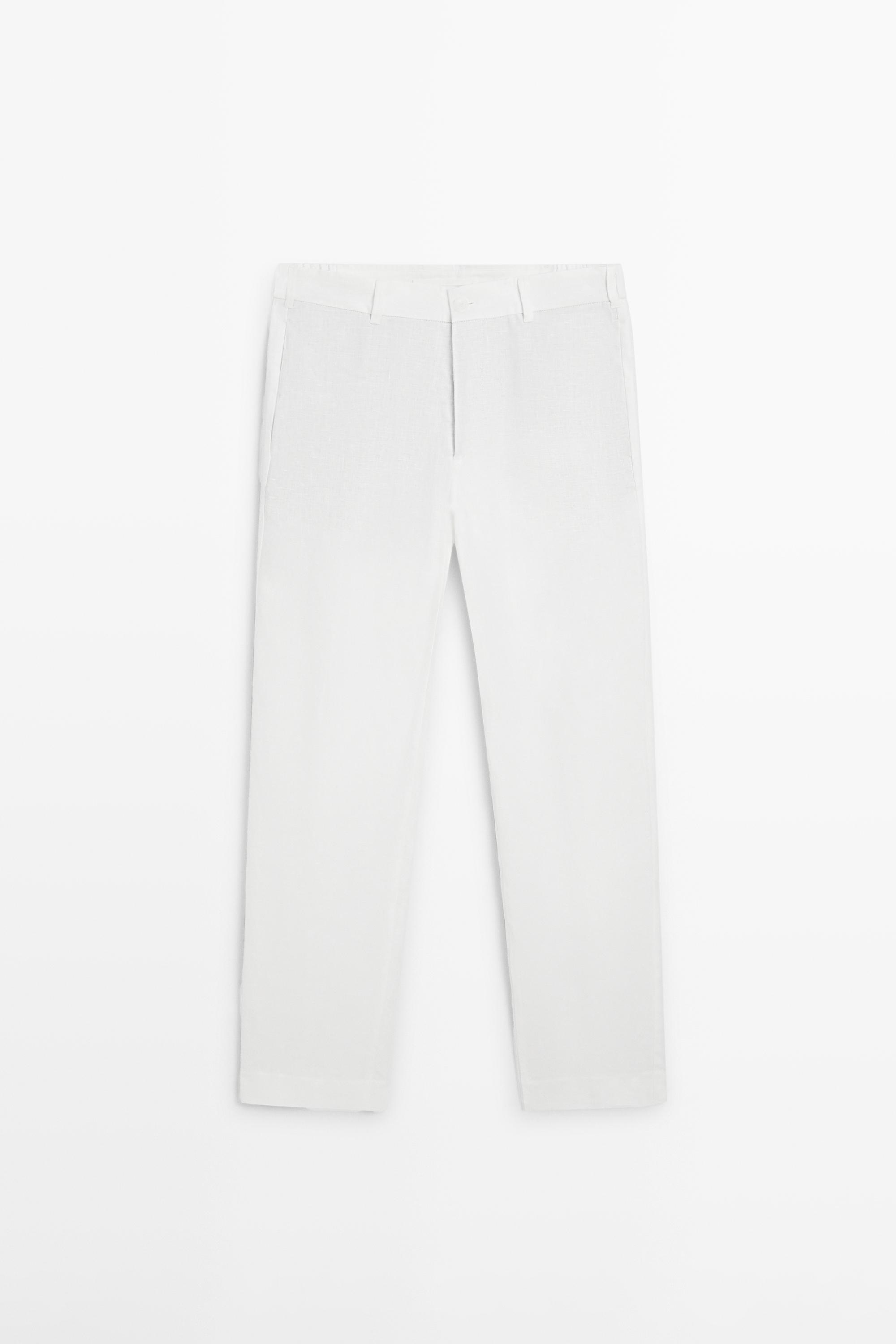 Зауженные льняные брюки — Massimo Dutti