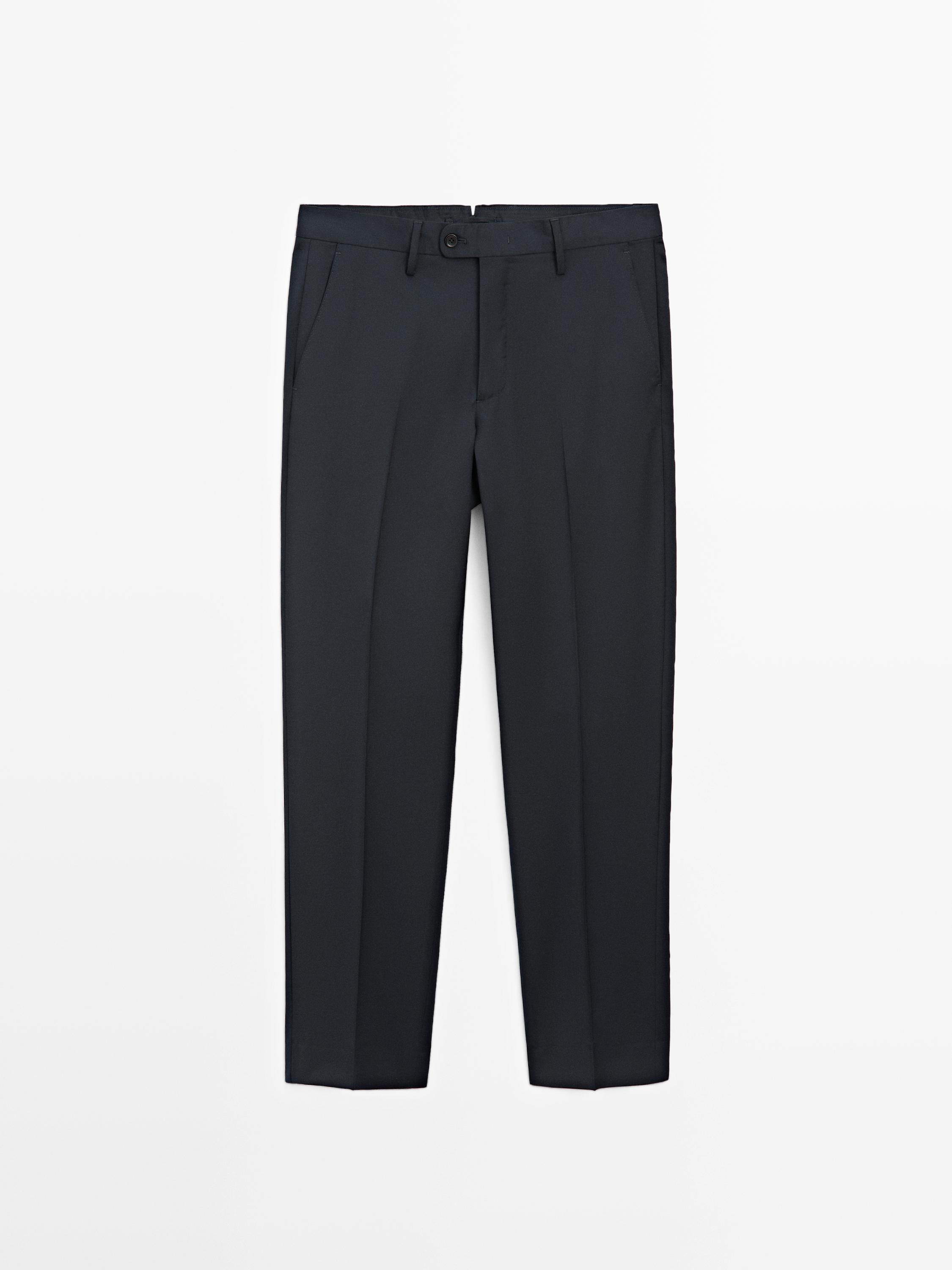 Костюмные брюки из шерстяной ткани — Massimo Dutti