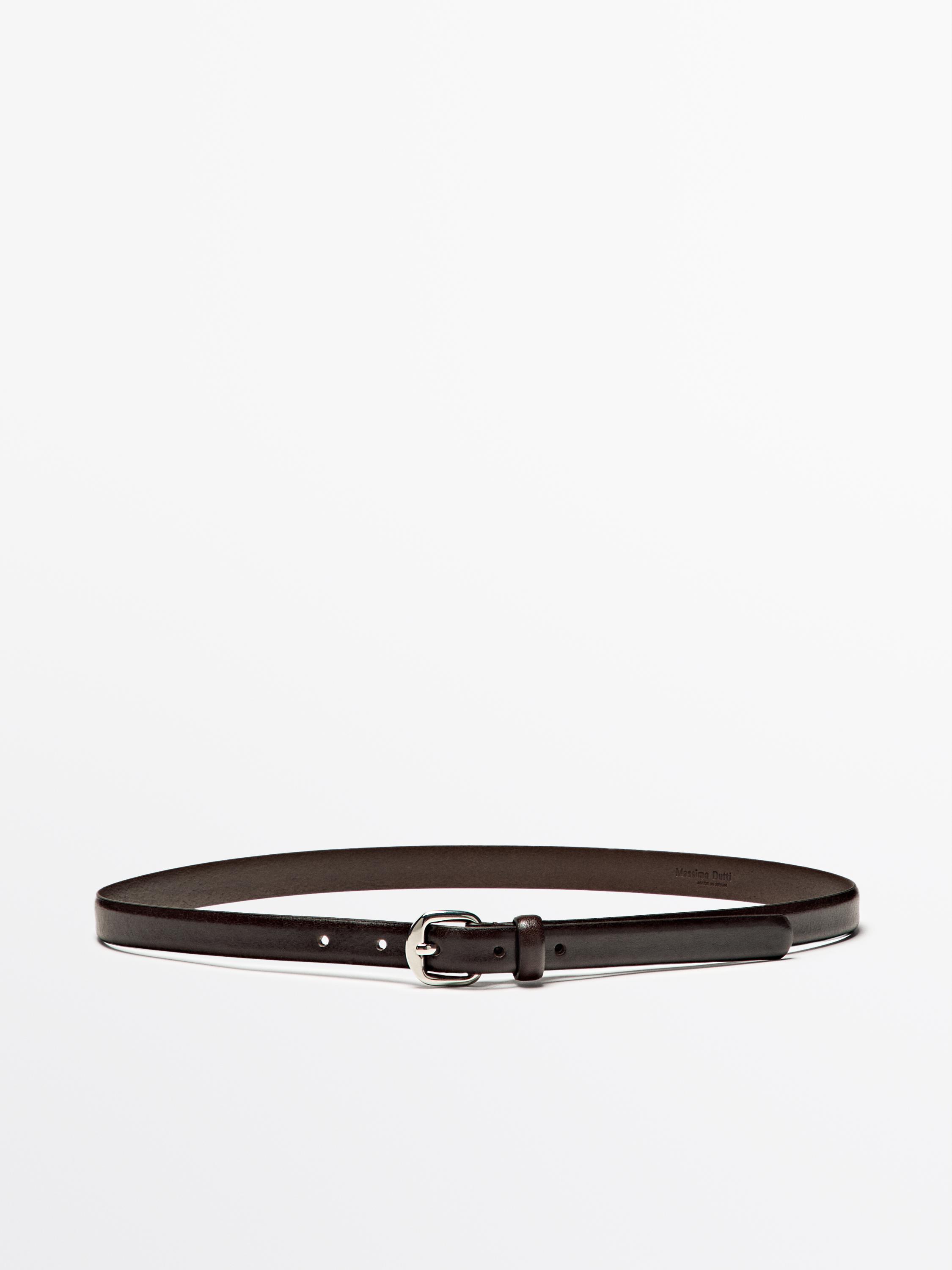 Кожаный ремень с декоративной пряжкой — Massimo Dutti