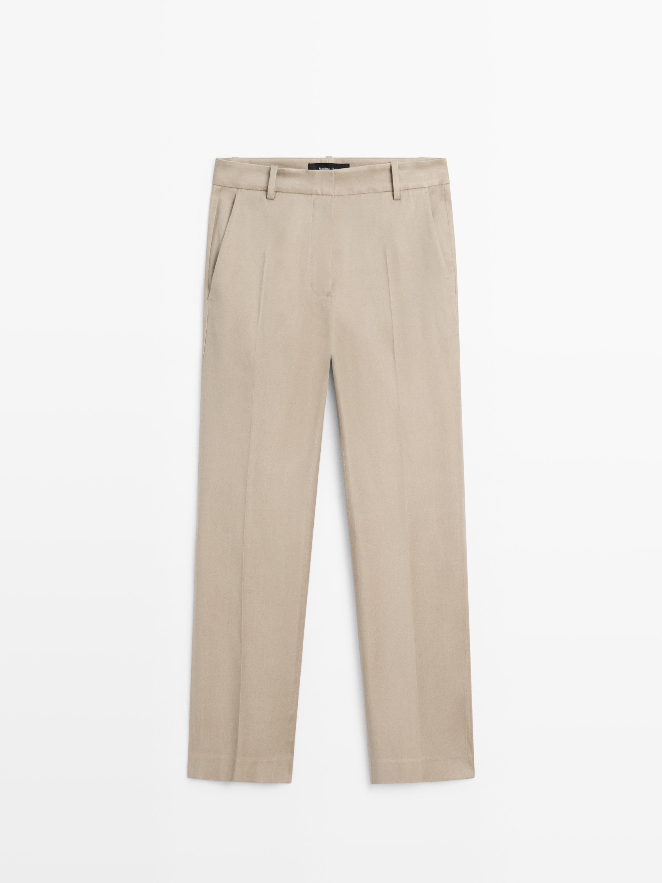 Брюки прямого кроя из смесового льна — Massimo Dutti