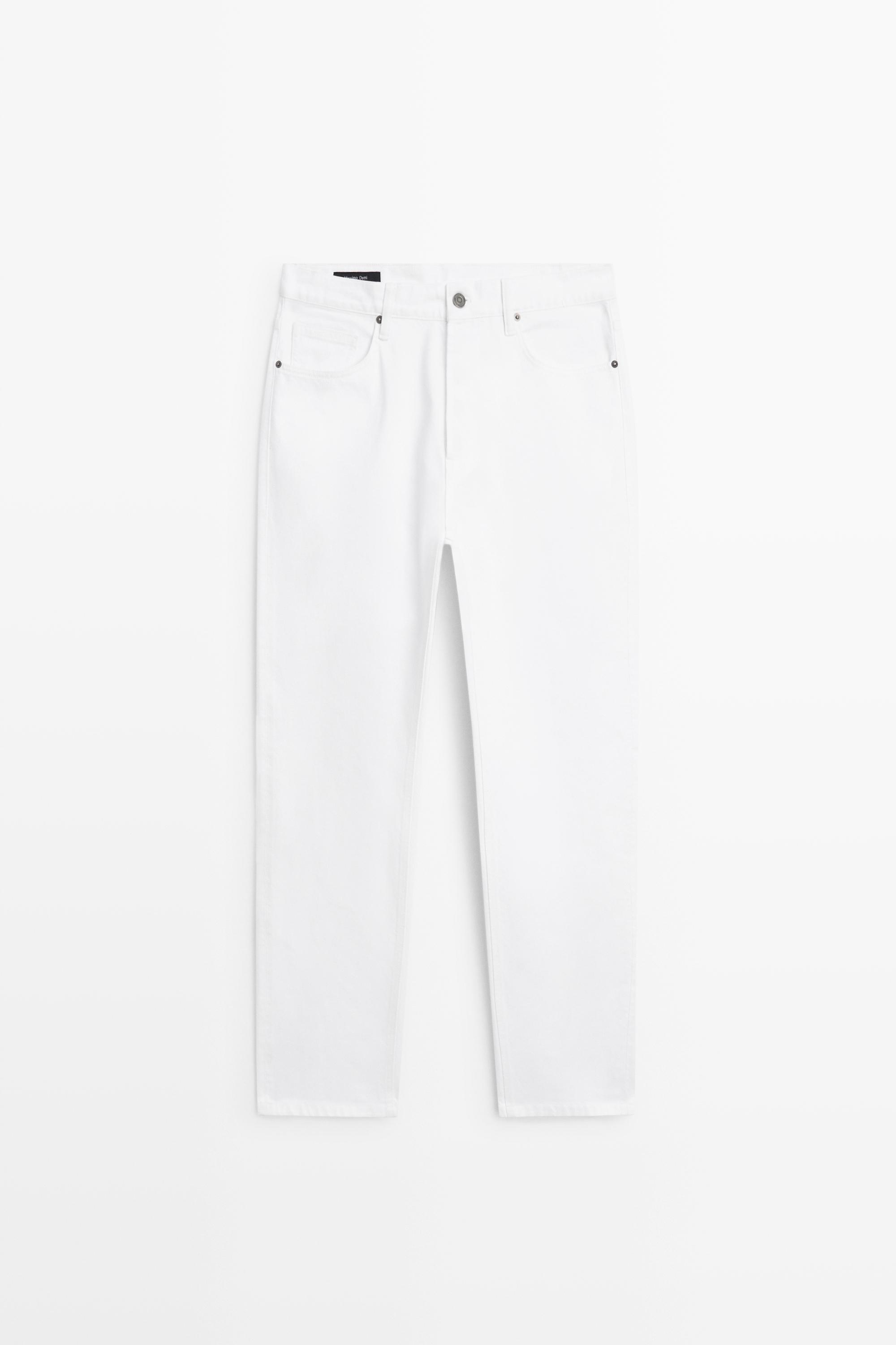 Брюки прямого кроя с отделкой под деним — Massimo Dutti