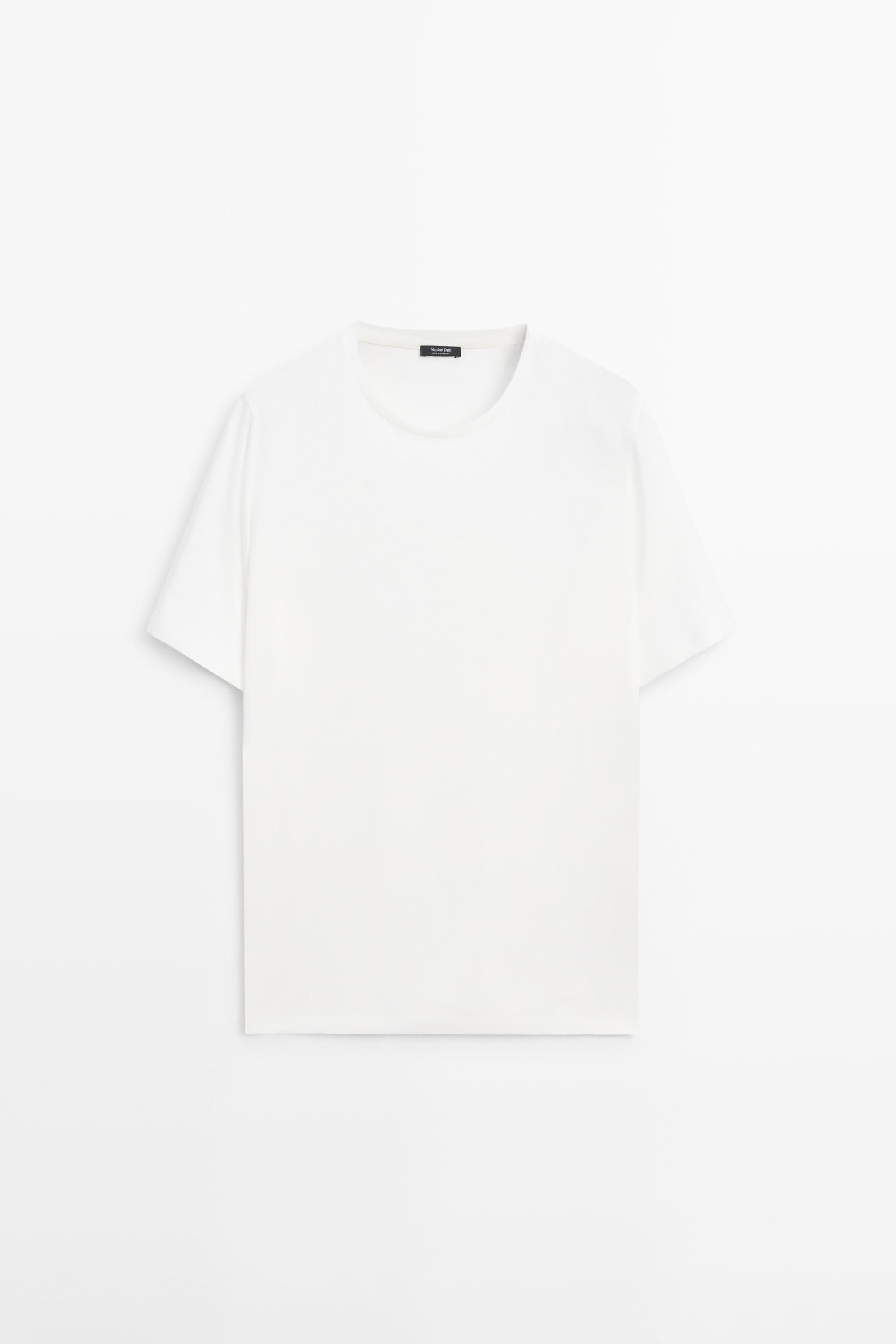 Футболка изо льна и хлопка с короткими рукавами — Massimo Dutti