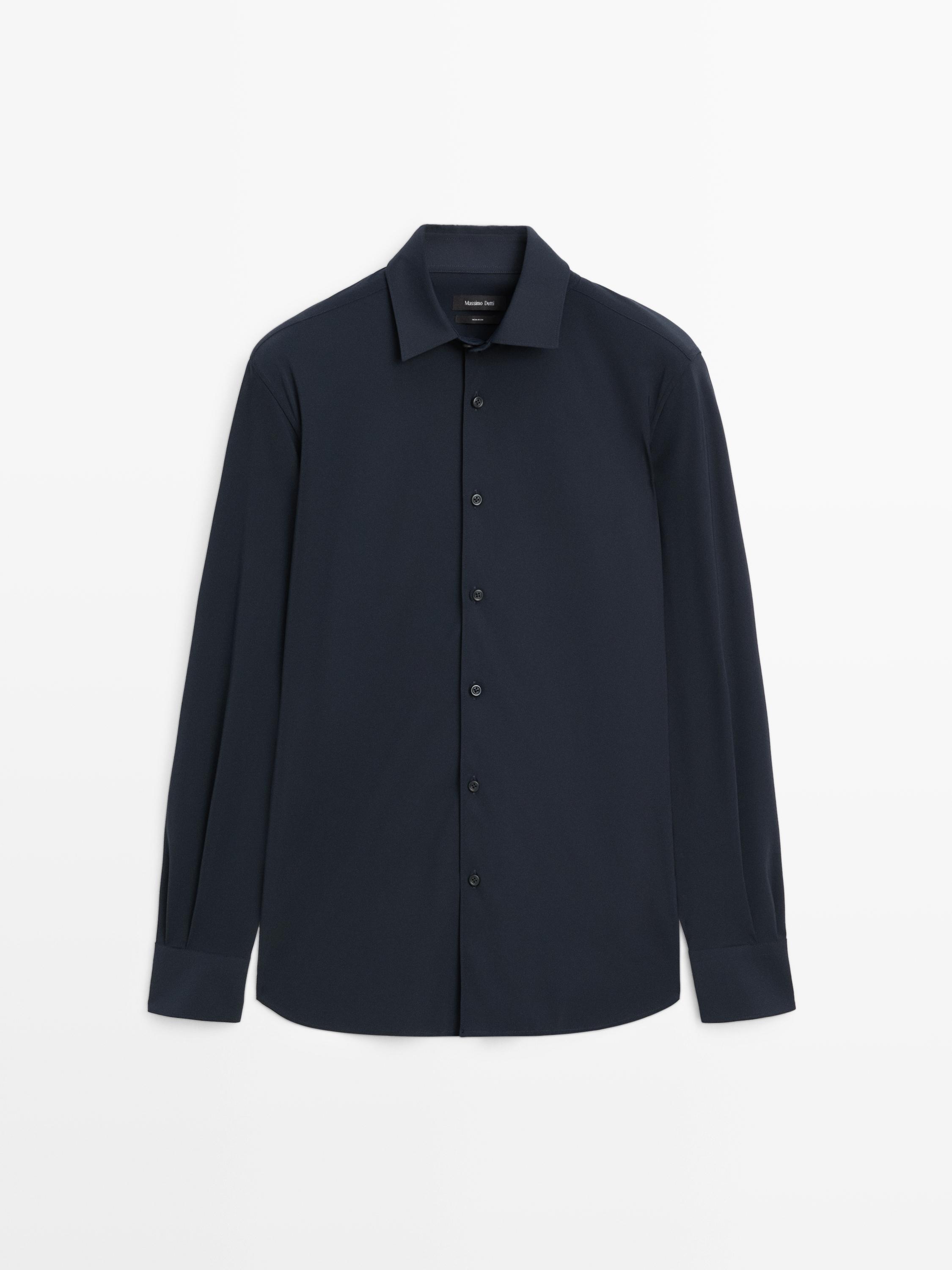 Рубашка облегающего кроя из эластичной ткани — Massimo Dutti