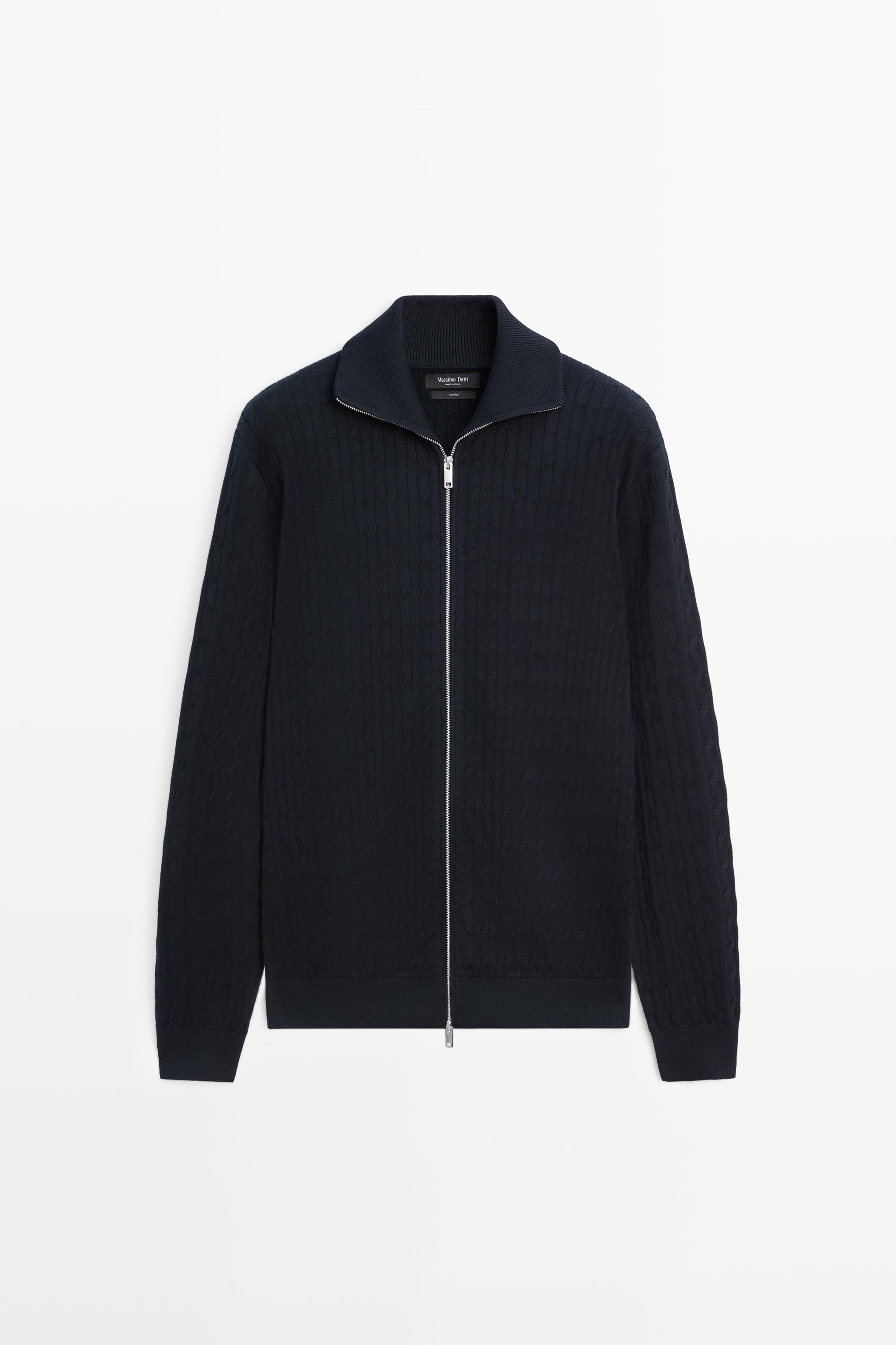 Кардиган из 100% хлопка с косами — Massimo Dutti
