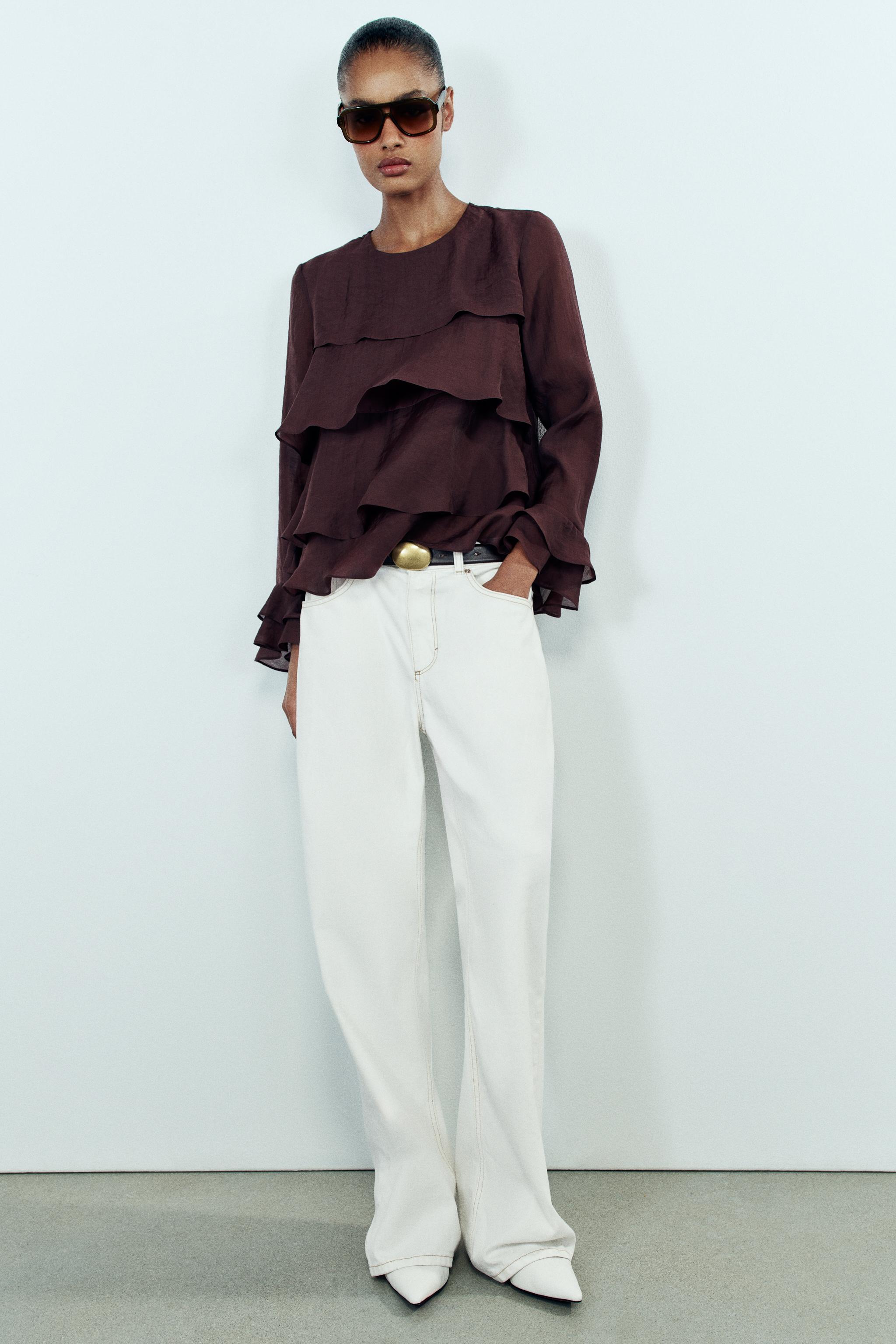 Рубашка с рюшами — ZARA