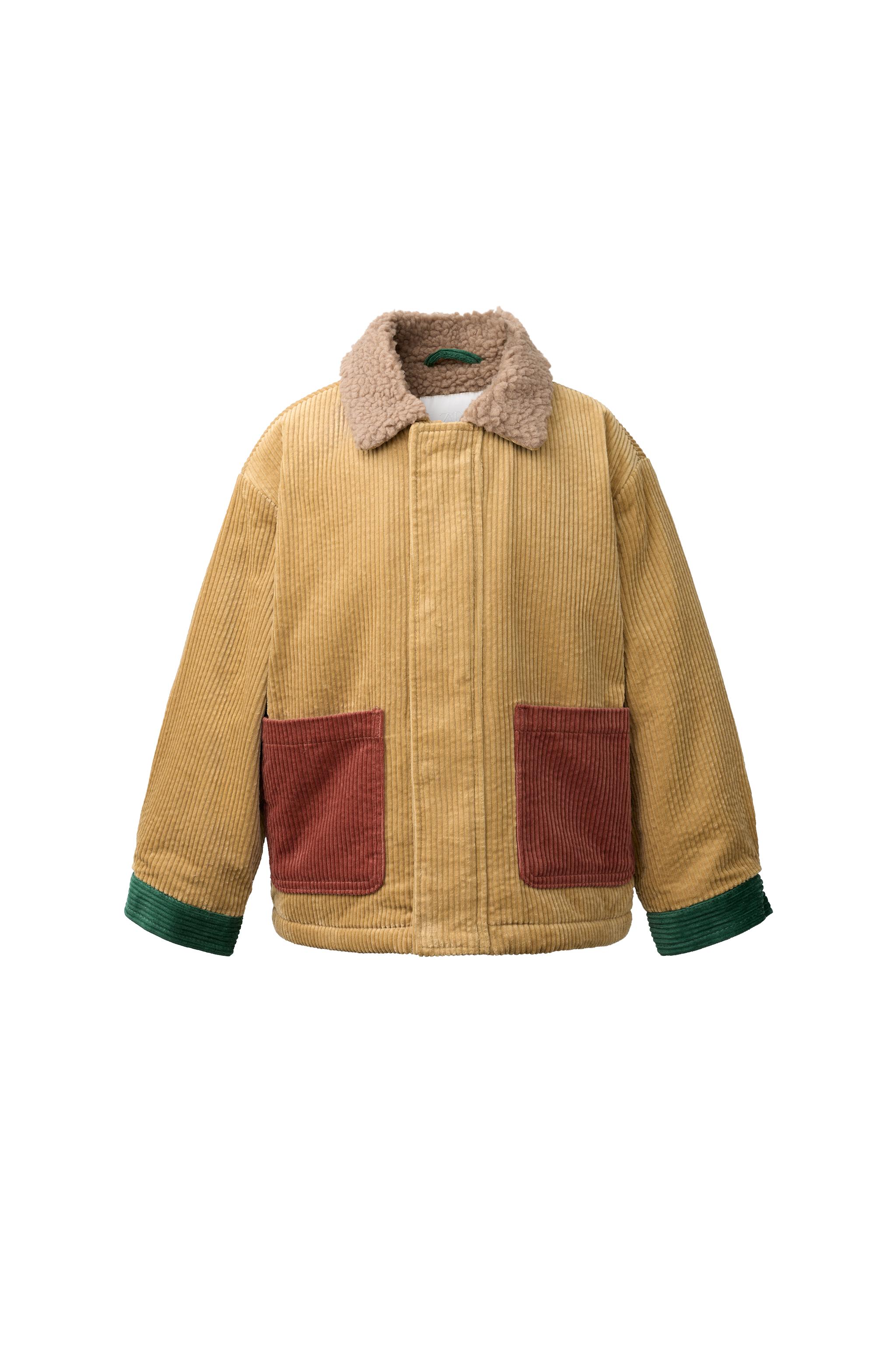 COLORBLOCK CORDUROY JACKET WITH FAUX SHEARLING — ZARA