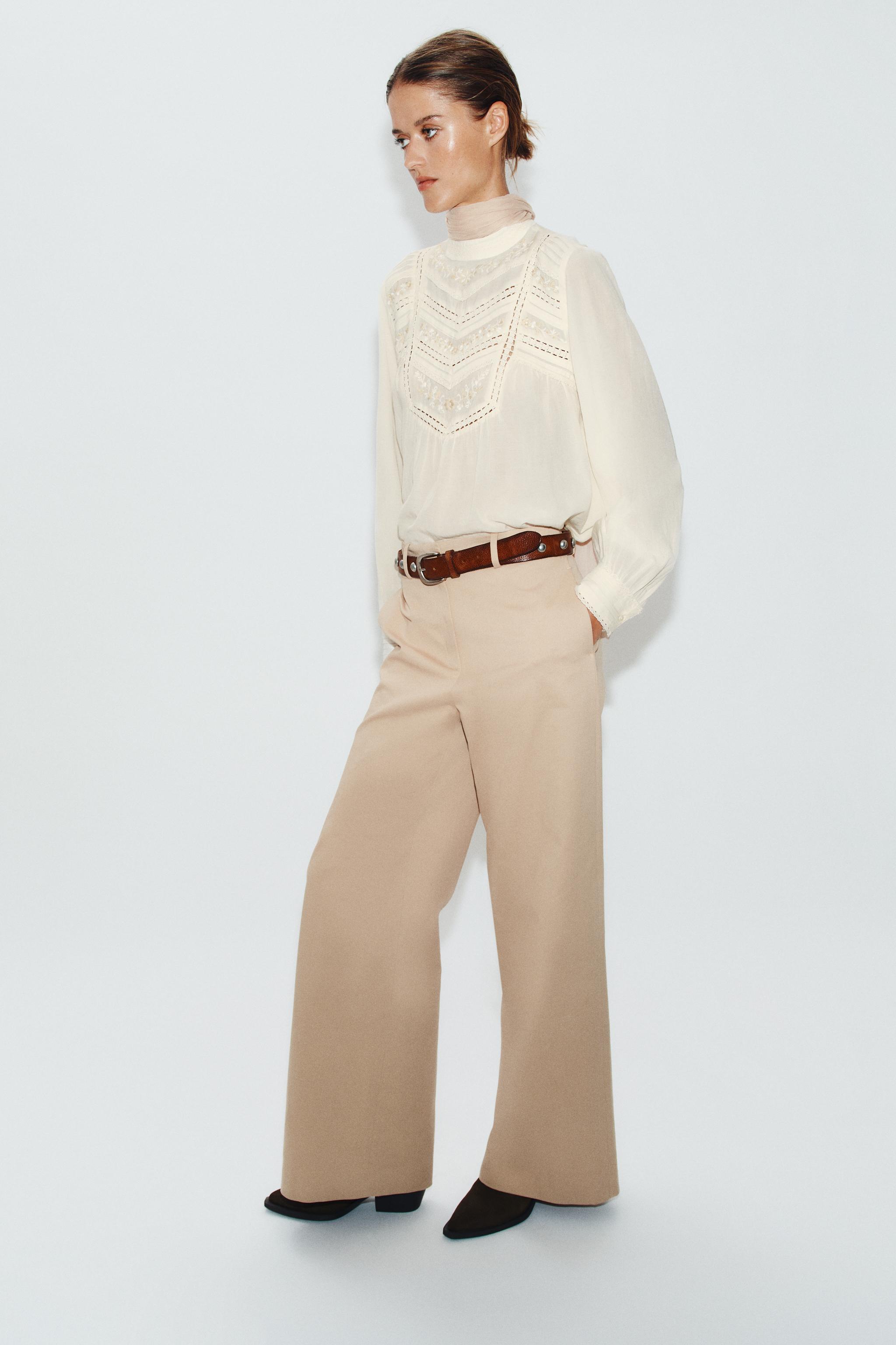 Блуза с цветочной вышивкой — ZARA