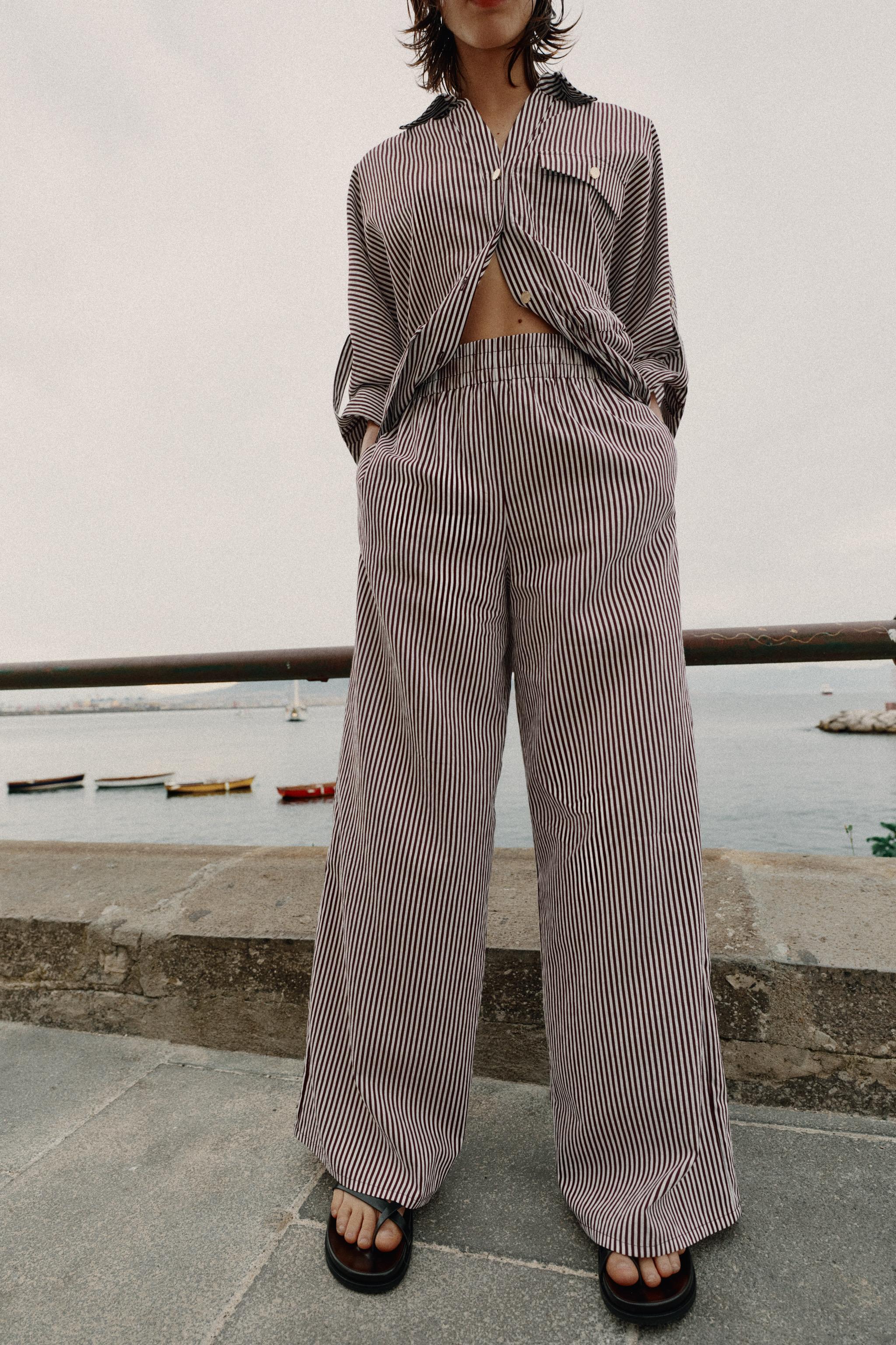 Брюки с широкими штанинами в полоску — ZARA