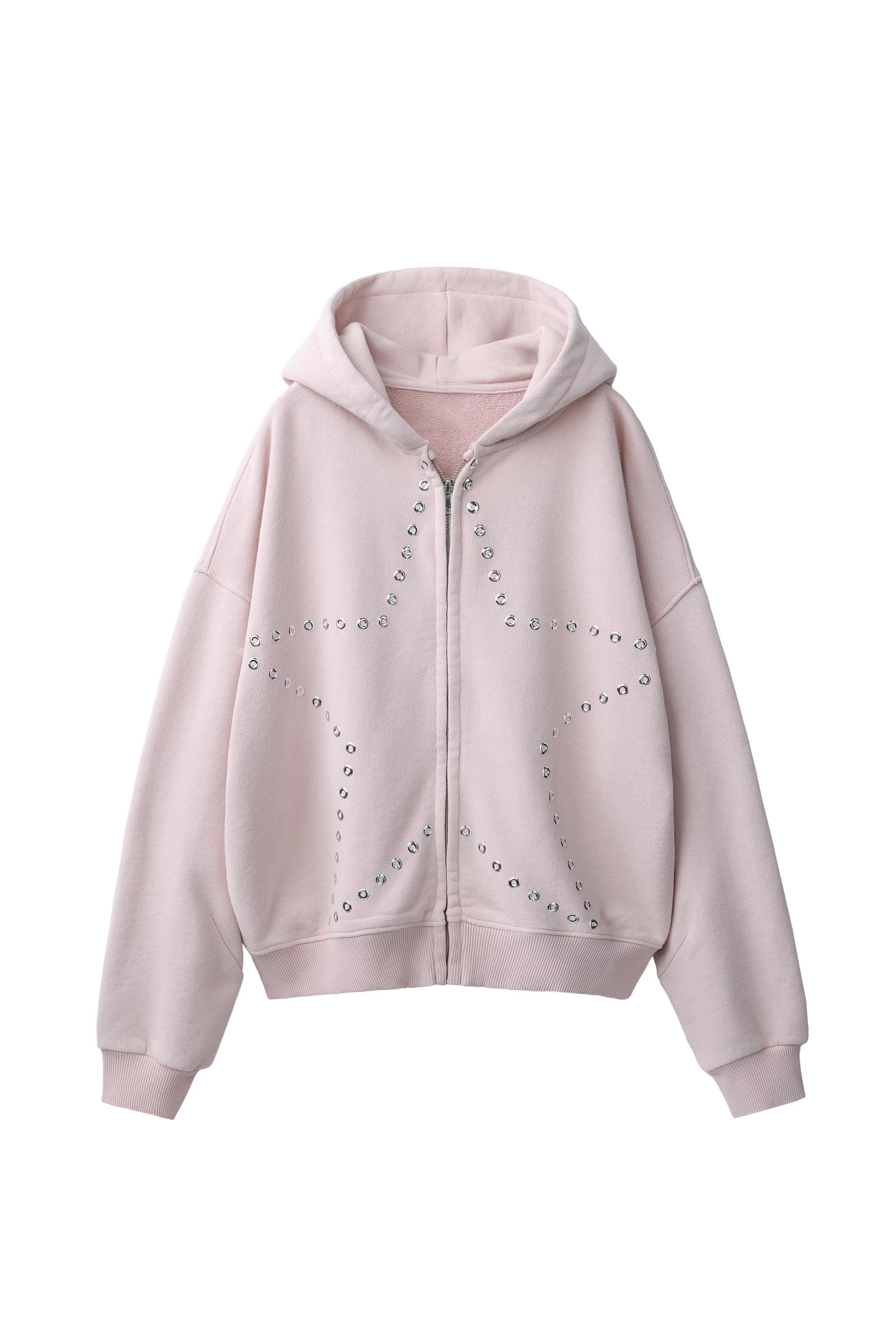 Худи на молнии со звёздным принтом из страз — ZARA