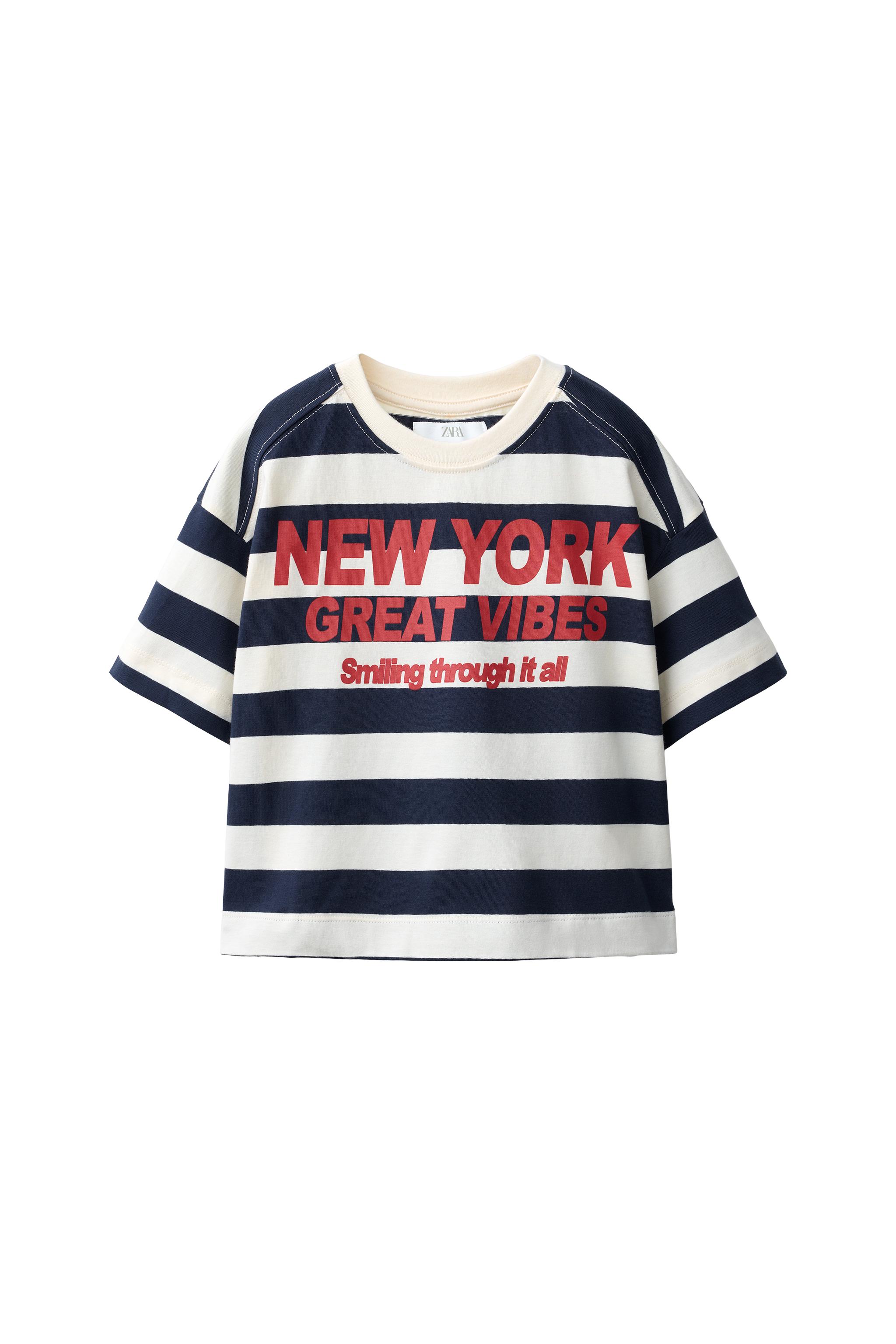 Футболка с принтом в полоску — ZARA