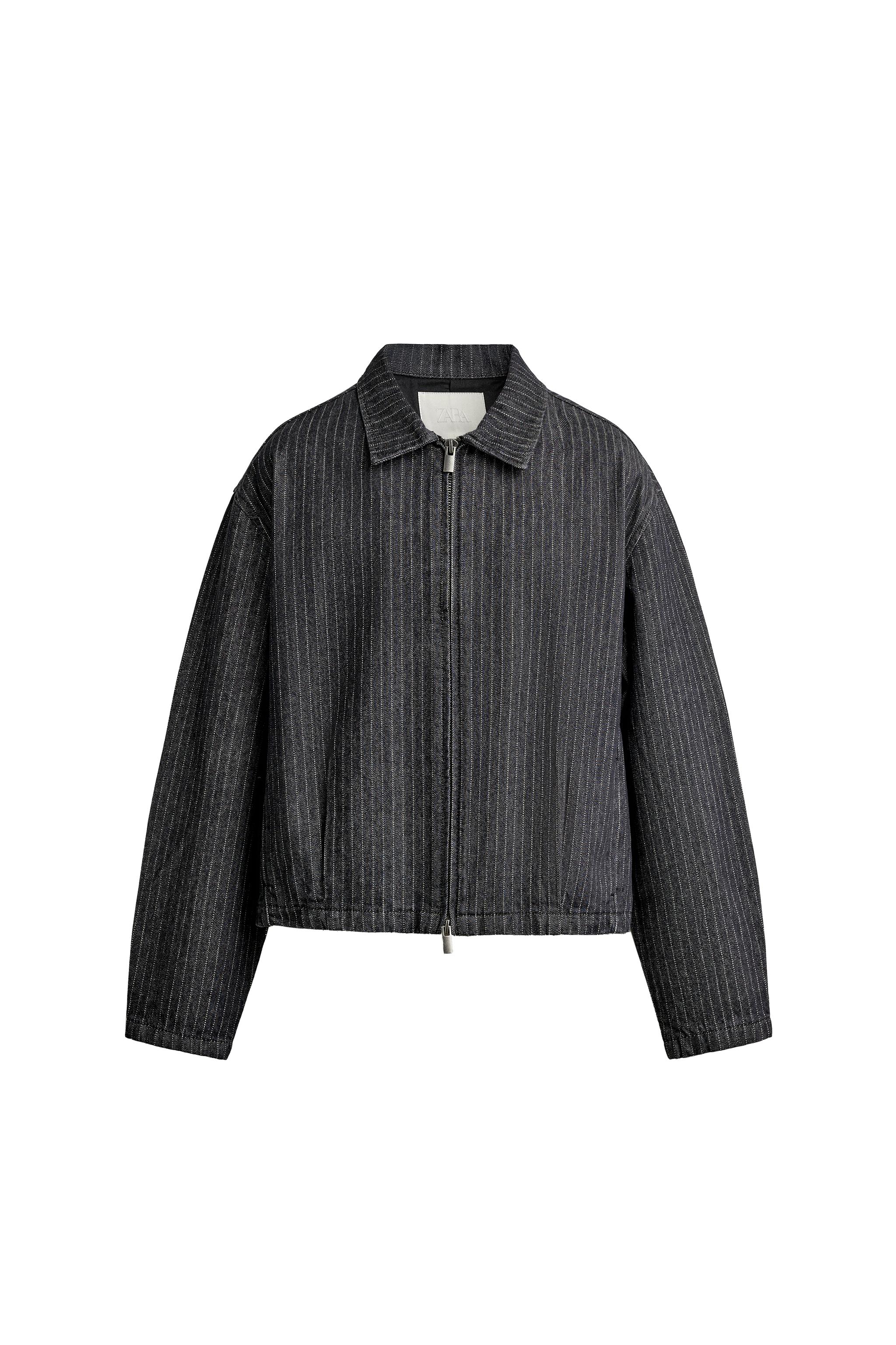 Жакет укороченного кроя в тонкую полоску — ZARA