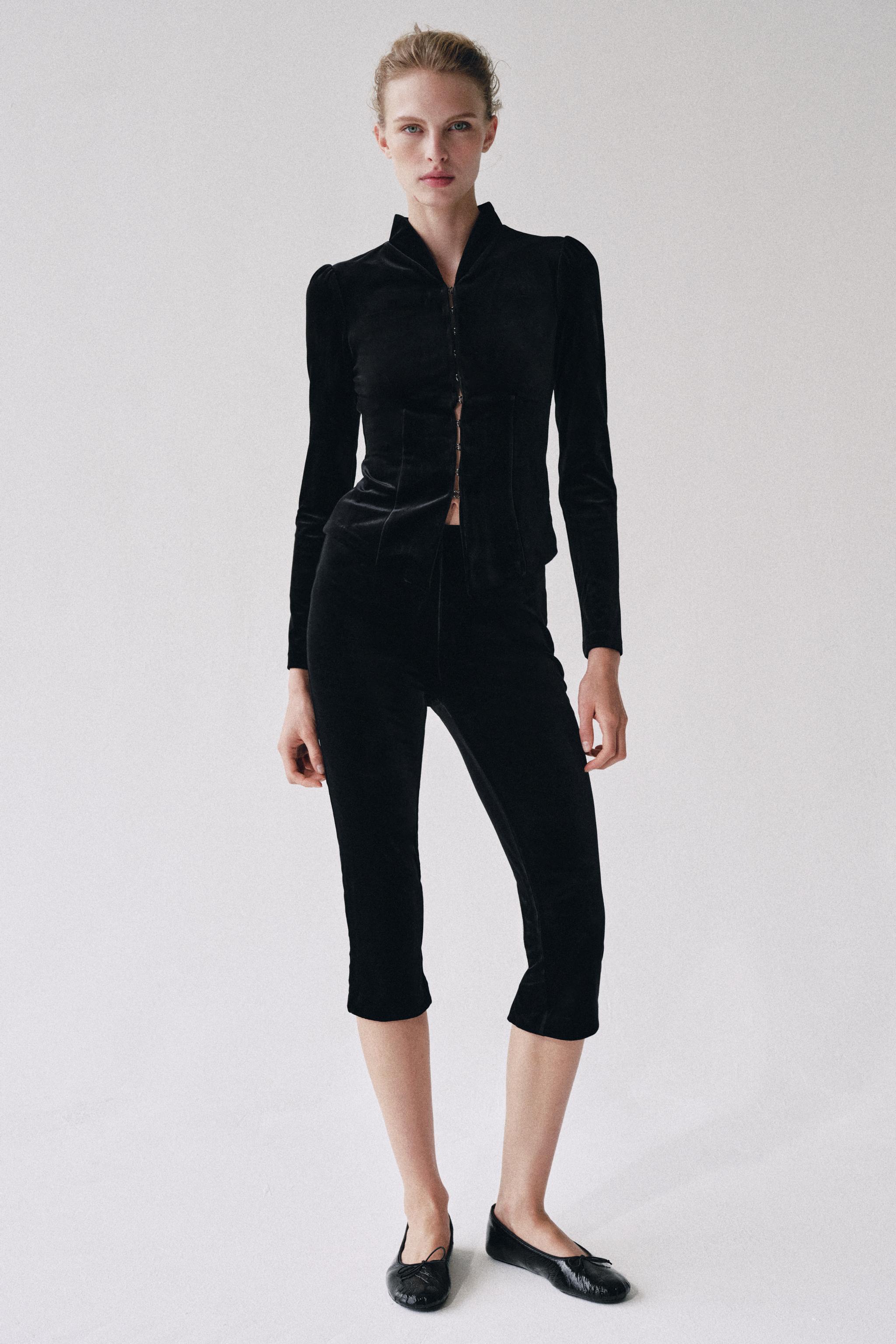 Брюки-капри из бархата — ZARA