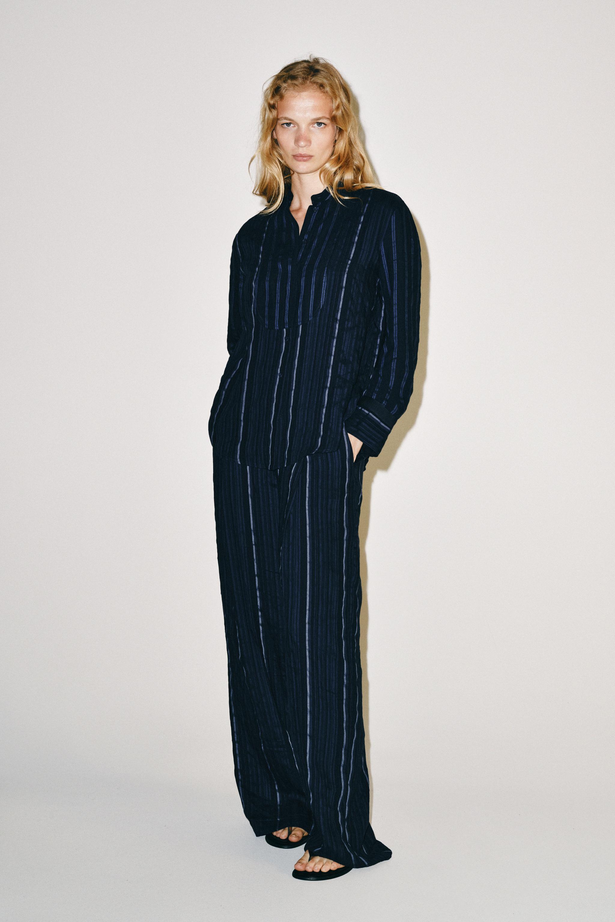 Широкие брюки ZW COLLECTION в полоску — ZARA