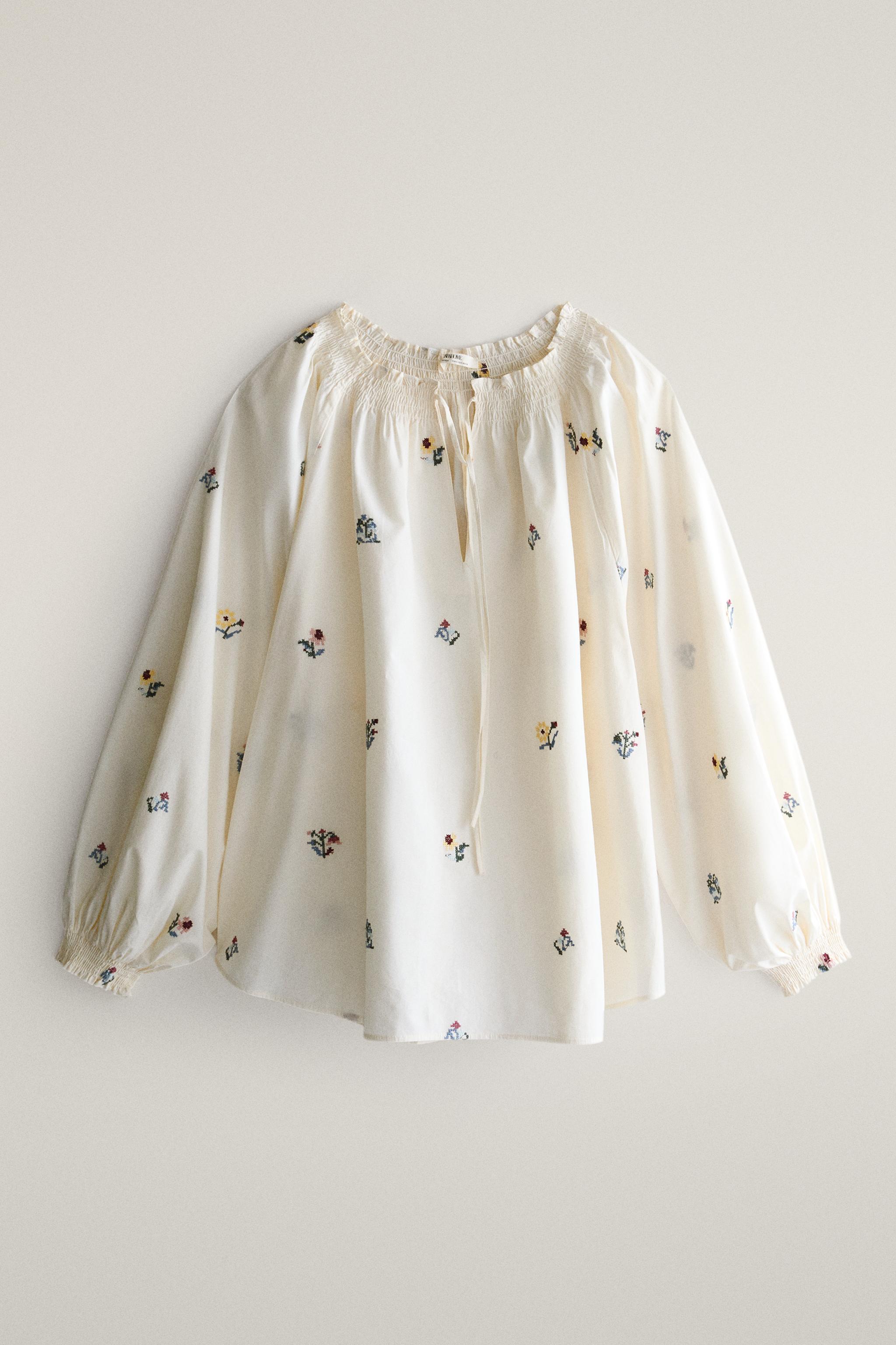 FLORAL EMBROIDERED SHIRT PAJAMA — ZARA